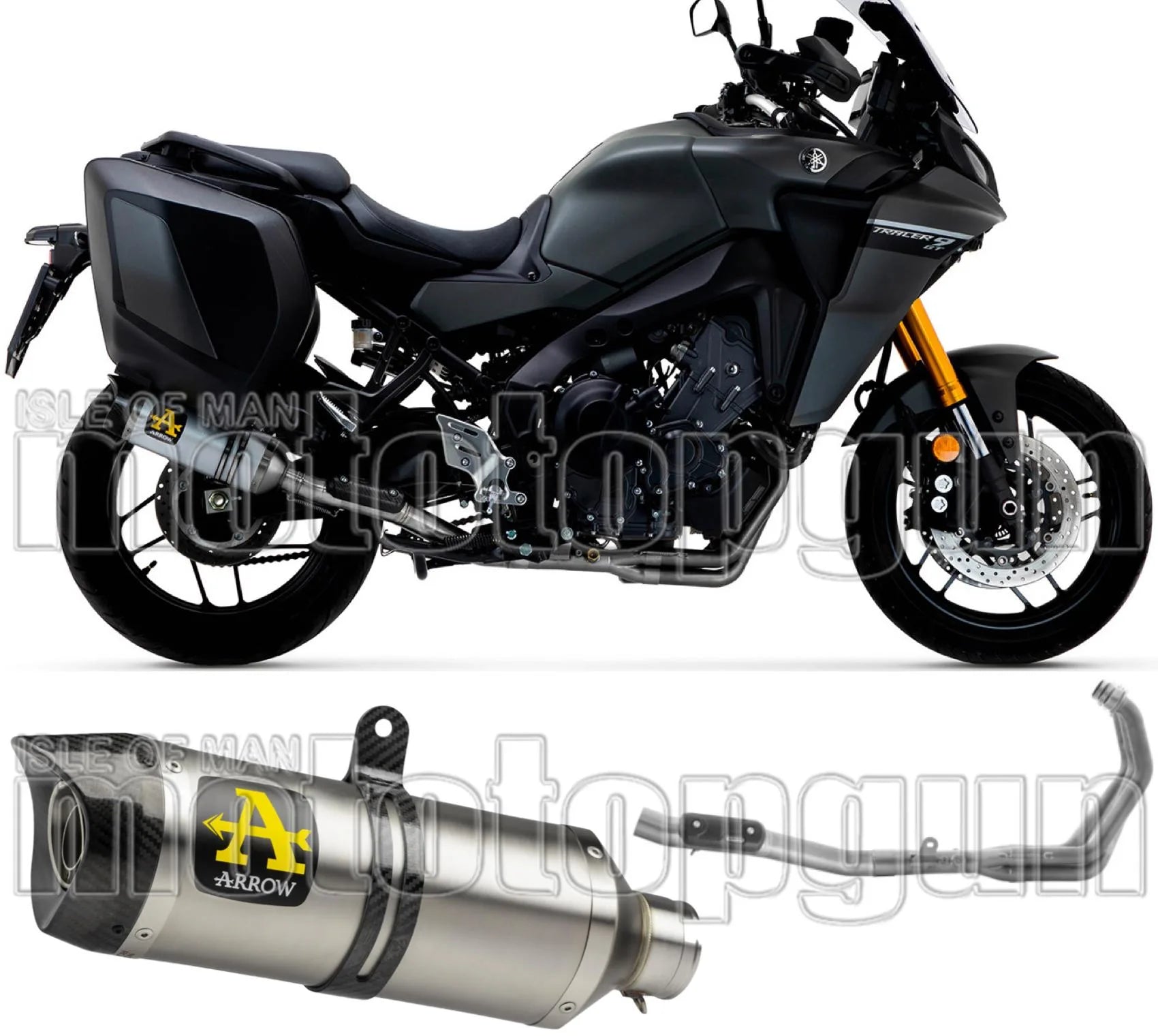 Komplette Abgasanlage Mit Katalysator Und Geräuschzulassung Thunder Aluminium Carbon - Arrow Special Parts Kompatibel Mit Yamaha Tracer 9 Gt (2021-2024)