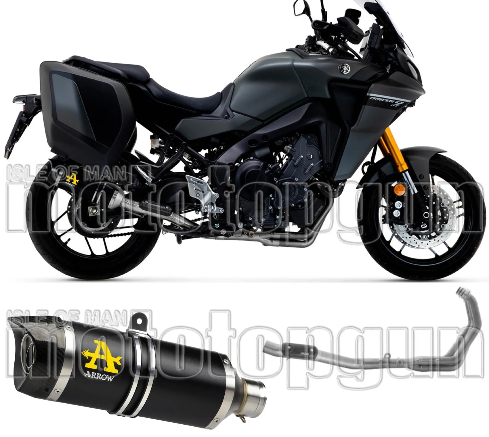 Komplette Abgasanlage Mit Katalysator Und Geräuschzulassung Thunder Aluminium Schwarz Carbon - Arrow Special Parts Kompatibel Mit Yamaha Tracer 9 Gt (2021-2024)