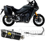 Komplette Abgasanlage Mit Katalysator Und Geräuschzulassung Thunder Aluminium Schwarz Carbon - Arrow Special Parts Kompatibel Mit Yamaha Tracer 9 Gt (2021-2024)
