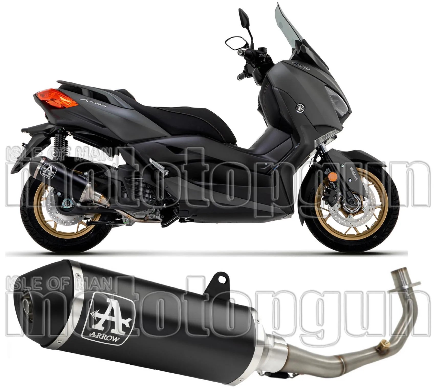 Komplette Auspuffanlage Ohne Katalysator Und Mit Geräuschzulassung Urban Aluminium Schwarz Edelstahl Schwarz - Arrow Special Parts Kompatibel Mit Yamaha X-Max 125 (2021-2024)