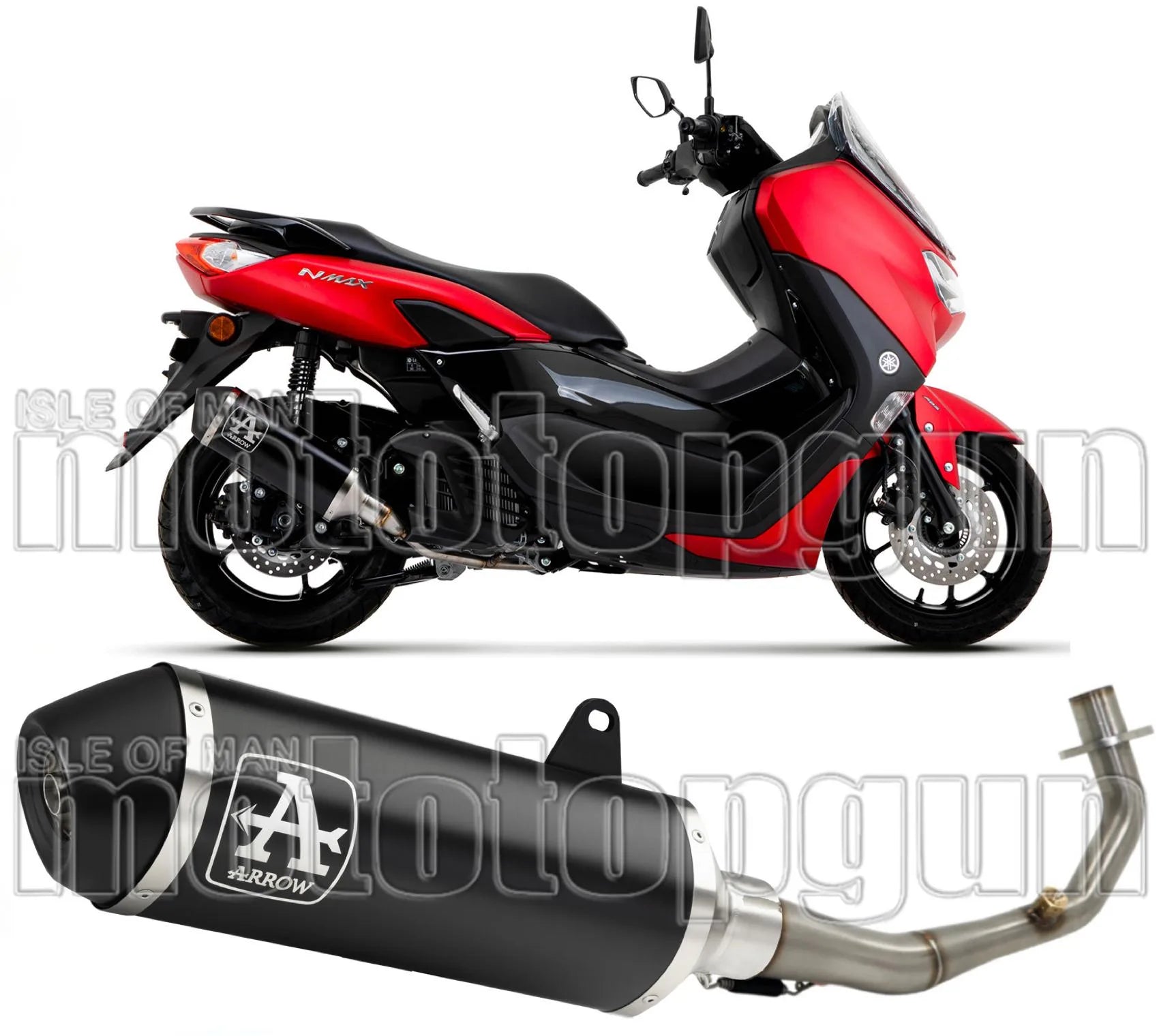 Komplette Auspuffanlage Ohne Katalysator Und Mit Geräuschzulassung Urban Aluminium Schwarz Edelstahl Schwarz - Arrow Special Parts Kompatibel Mit Yamaha N-Max 125 (2021-2024)