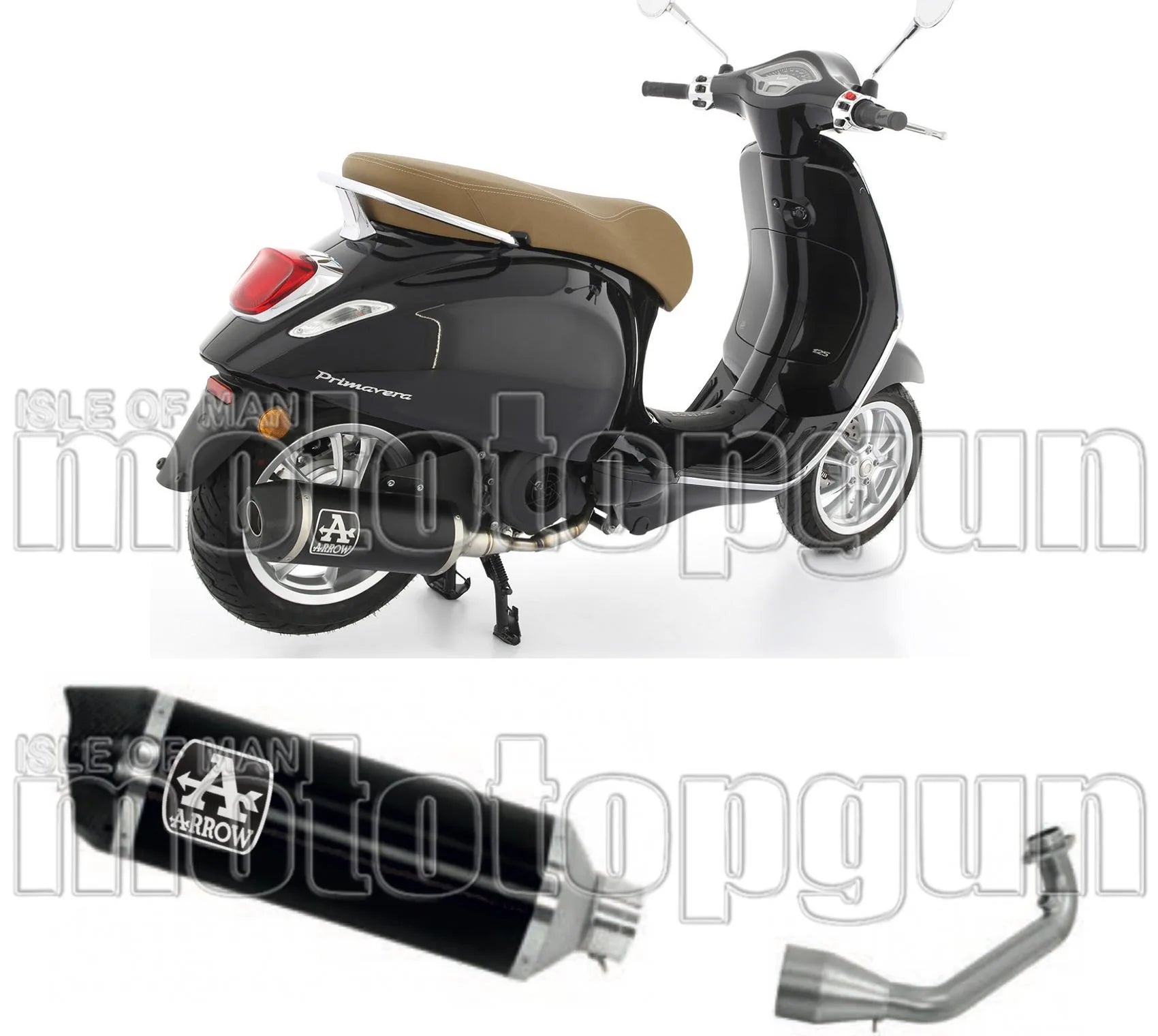 Komplette Abgasanlage Mit Katalysator Und Geräuschzulassung Race-Tech Aluminium Schwarz Carbon - Arrow Special Parts Kompatibel Mit Piaggio Vespa Sprint 125 3V (2021-2023)