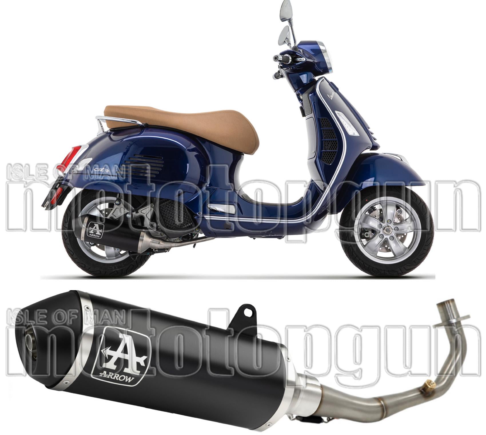 Complete Catalytic Exhaust System With Sound Certification Urban Black Aluminium Stainless Steel Black - Arrow Special Parts Compatible With Piaggio Vespa Gts 125 Ie (2021-2023)