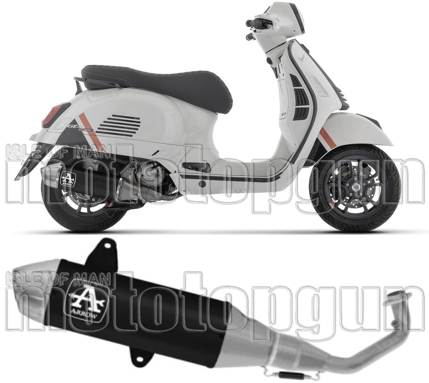 Complete Catalytic Exhaust System With Sound Certification Urban Black Aluminium Steel End Cap - Arrow Special Parts Compatible With Piaggio Vespa Gts 310 (2025-2026)