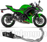 Komplette Abgasanlage Mit Katalysator Und Geräuschzulassung Veloce Aluminium Schwarz Endkappe Carby - Arrow Special Parts Kompatibel Mit Kawasaki Ninja 650 35Kw (2024-2026)