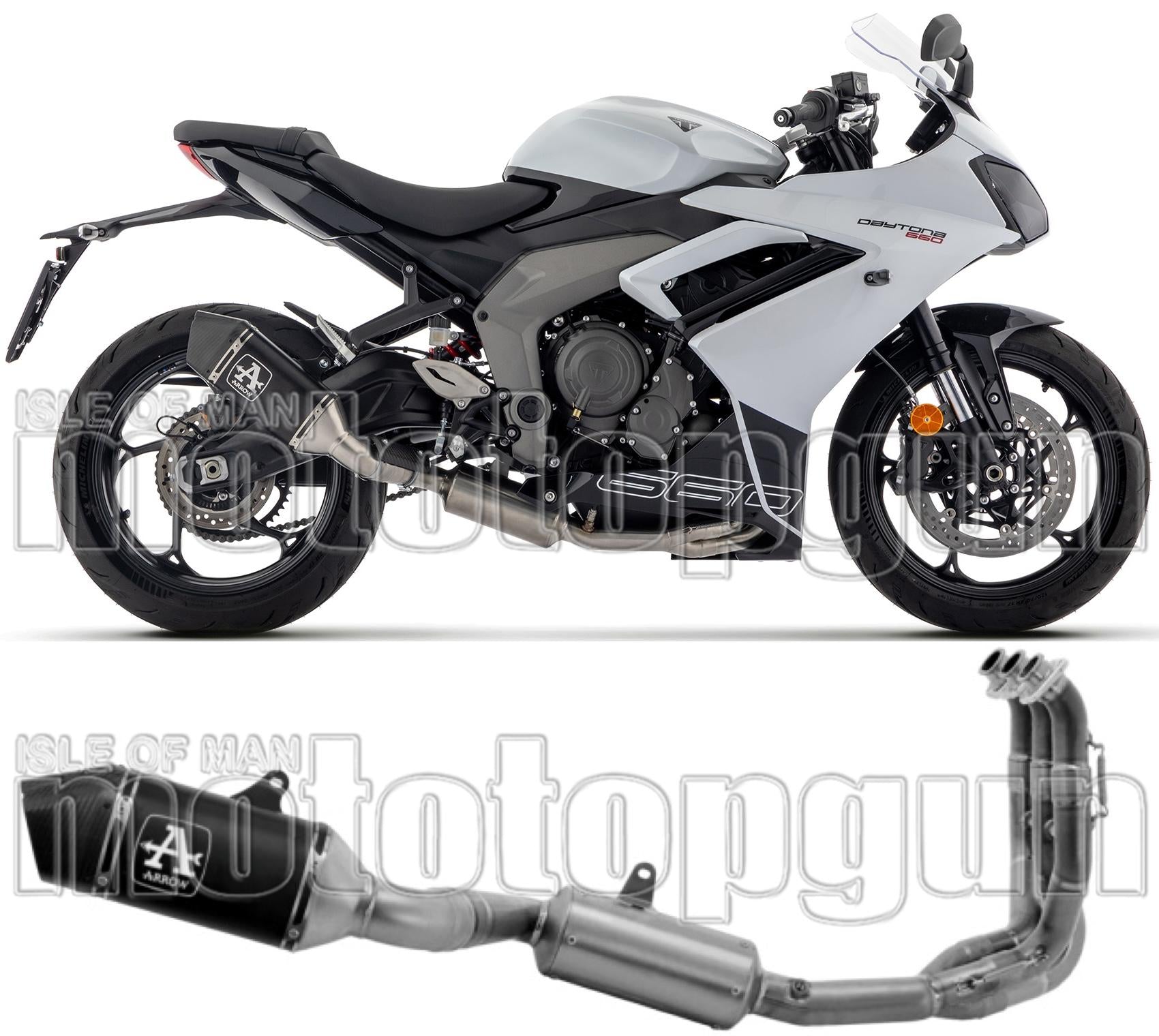 Complete Catalytic Exhaust System With Sound Certification Veloce Black Aluminium Carbon - Arrow Special Parts Compatible With Triumph Daytona 660 (2024-2026)