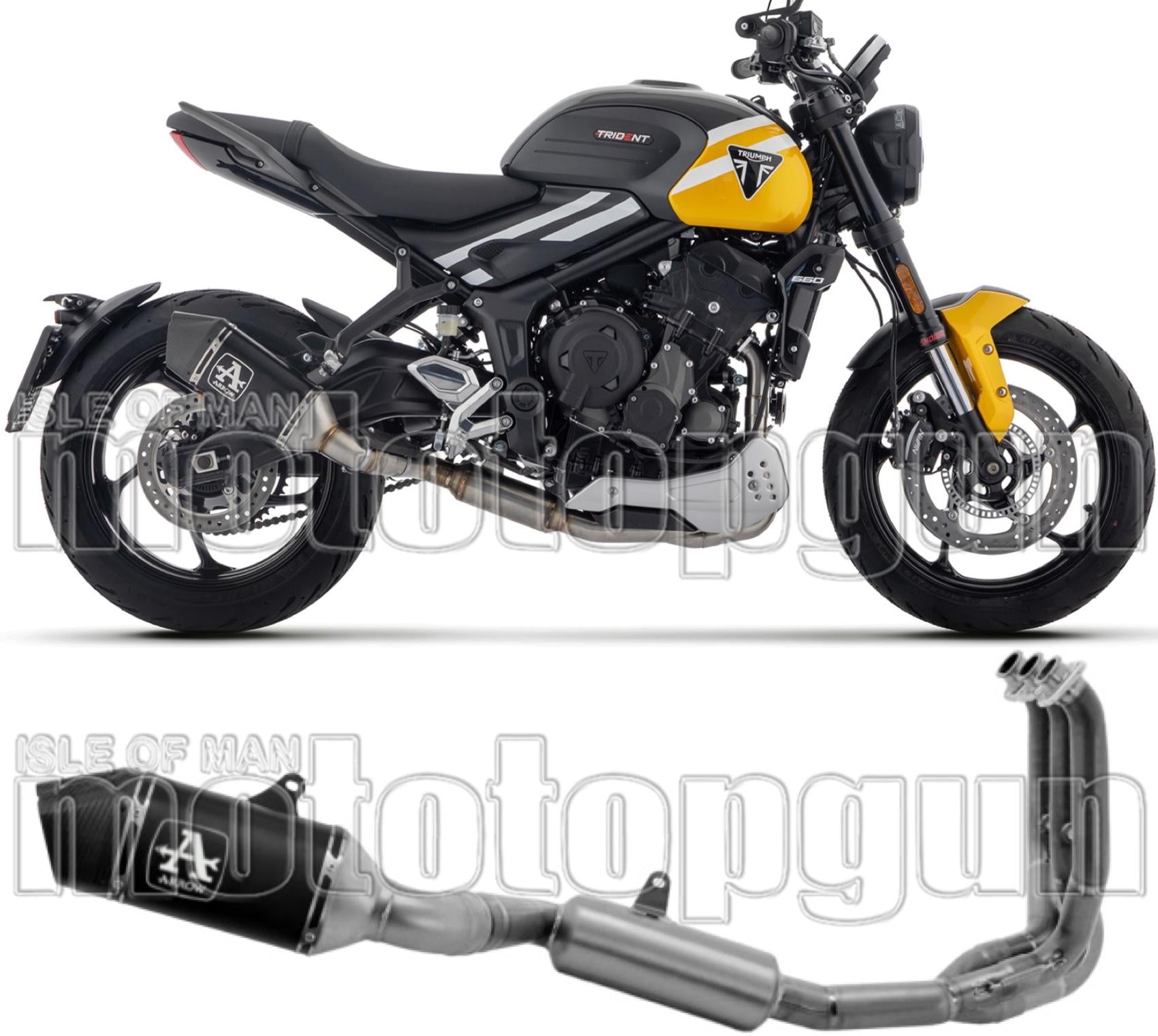 Complete Catalytic Exhaust System With Sound Certification Veloce Black Aluminium Carby End Cap - Arrow Special Parts Compatible With Triumph 660 Trident (2025-2026)