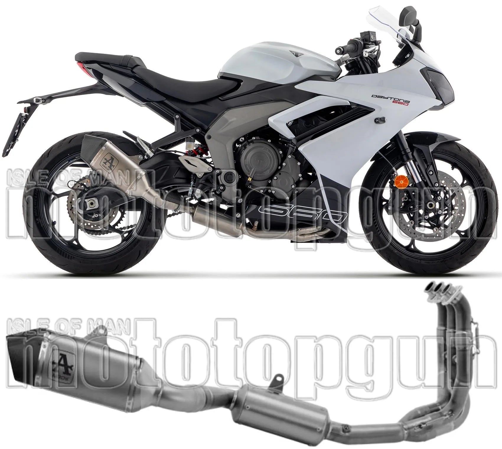 Komplette Abgasanlage Mit Katalysator Und Geräuschzulassung Veloce Titan Carbon - Arrow Special Parts Kompatibel Mit Triumph Daytona 660 (2024-2026)