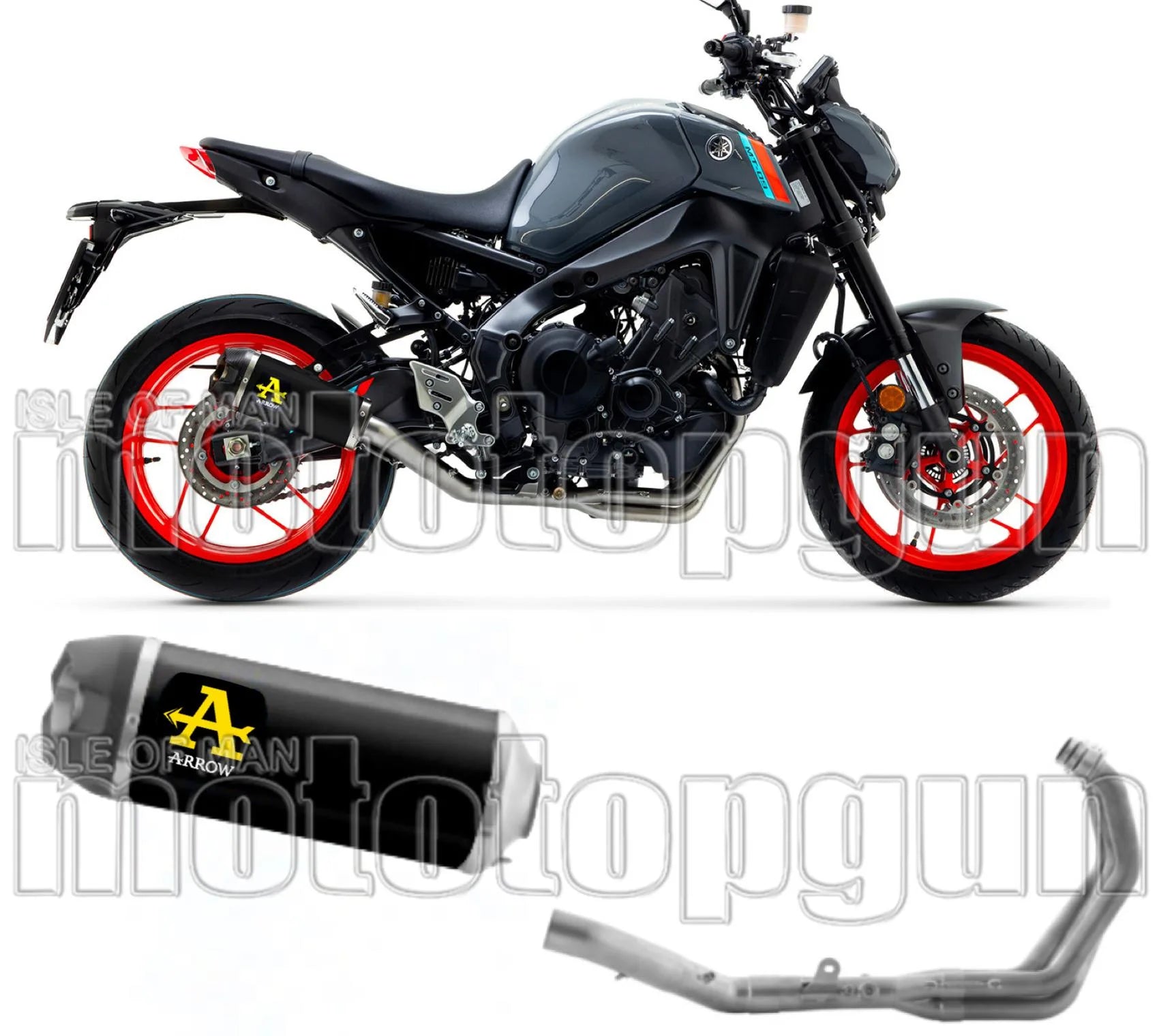 Komplette Auspuffanlage Ohne Katalysator Und Mit Geräuschzulassung Works Nichrom Schwarz Carbon - Arrow Special Parts Kompatibel Mit Yamaha Mt-09 (2021-2023)