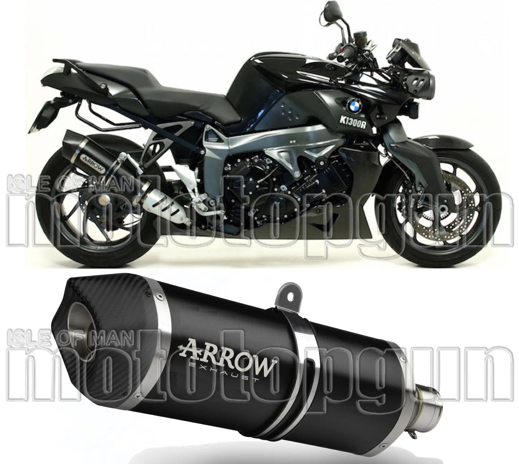 Katalysiertes Auspuffendstück Mit Geräuschzulassung Maxi Race-Tech Aluminium Schwarz Carbon - Arrow Special Parts Kompatibel Mit Bmw K 1300 S (2012-2016)
