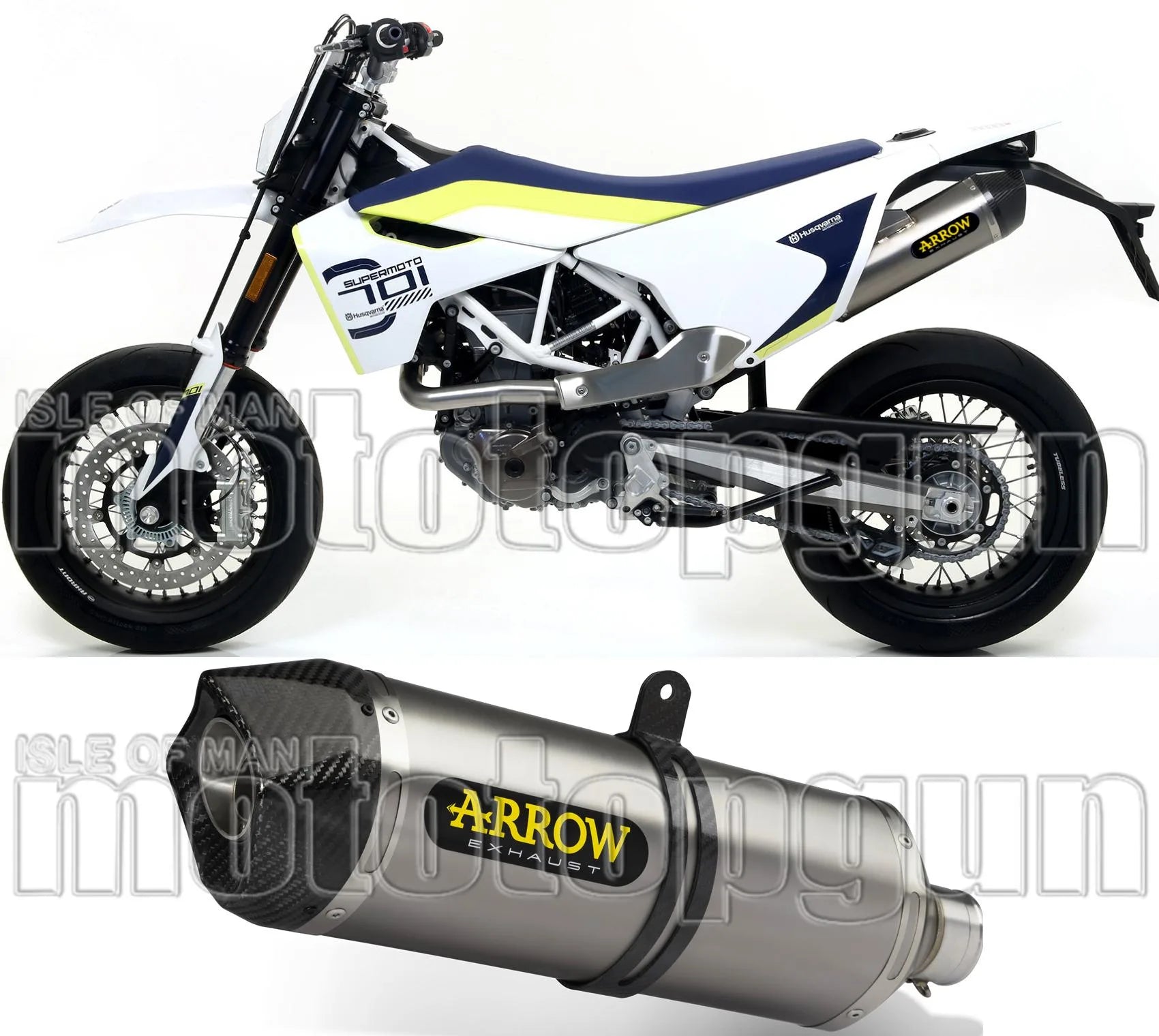Katalysiertes Auspuffendstück Mit Geräuschzulassung Race-Tech Aluminium Carbon - Arrow Special Parts Kompatibel Mit Husqvarna 701 Enduro (2017-2020)