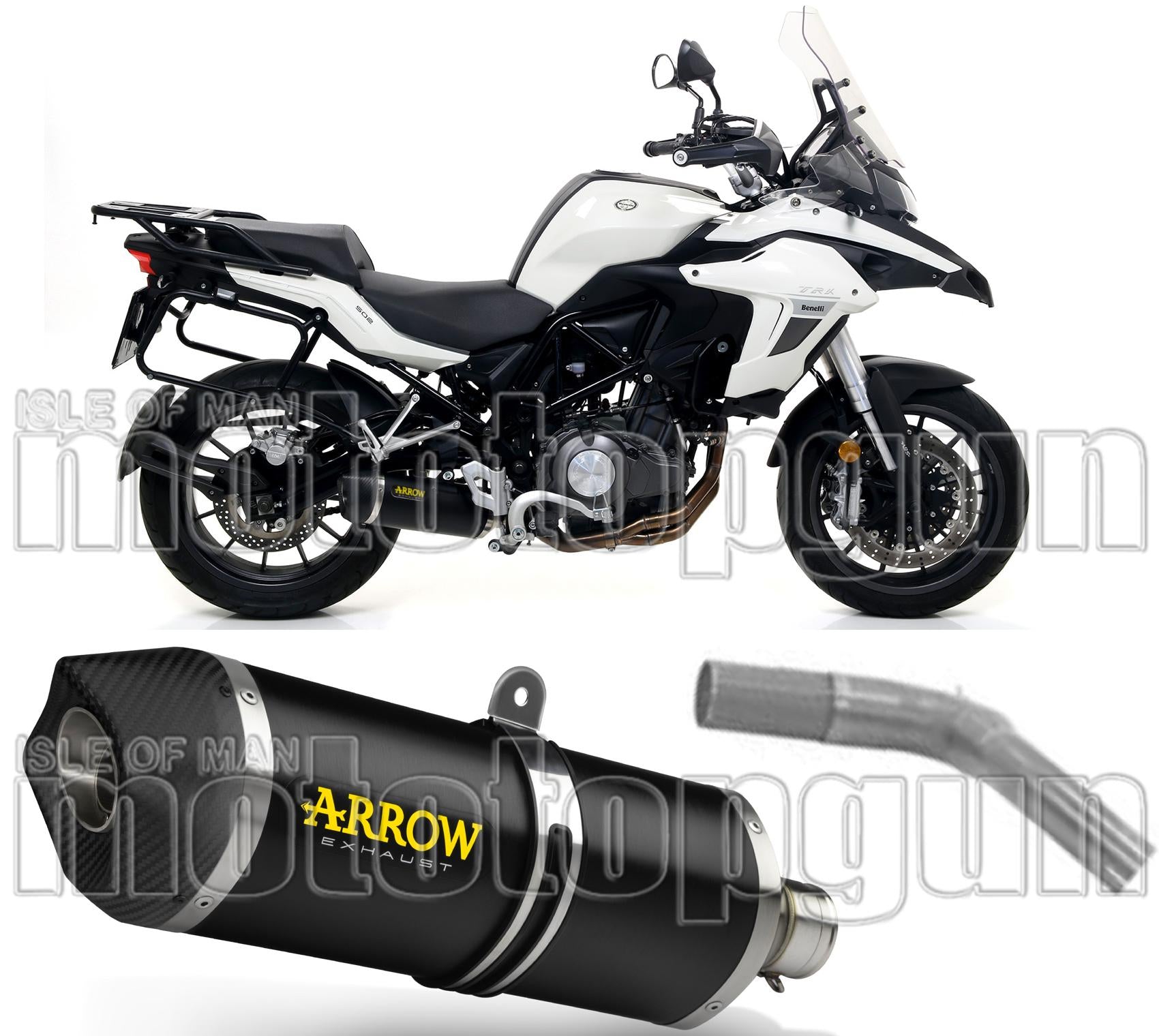 Catalytic Exhaust Tip With Sound Certification Race-Tech Black Aluminium Carbon - Arrow Special Parts Compatible With Benelli Trk 502 (2017-2020)