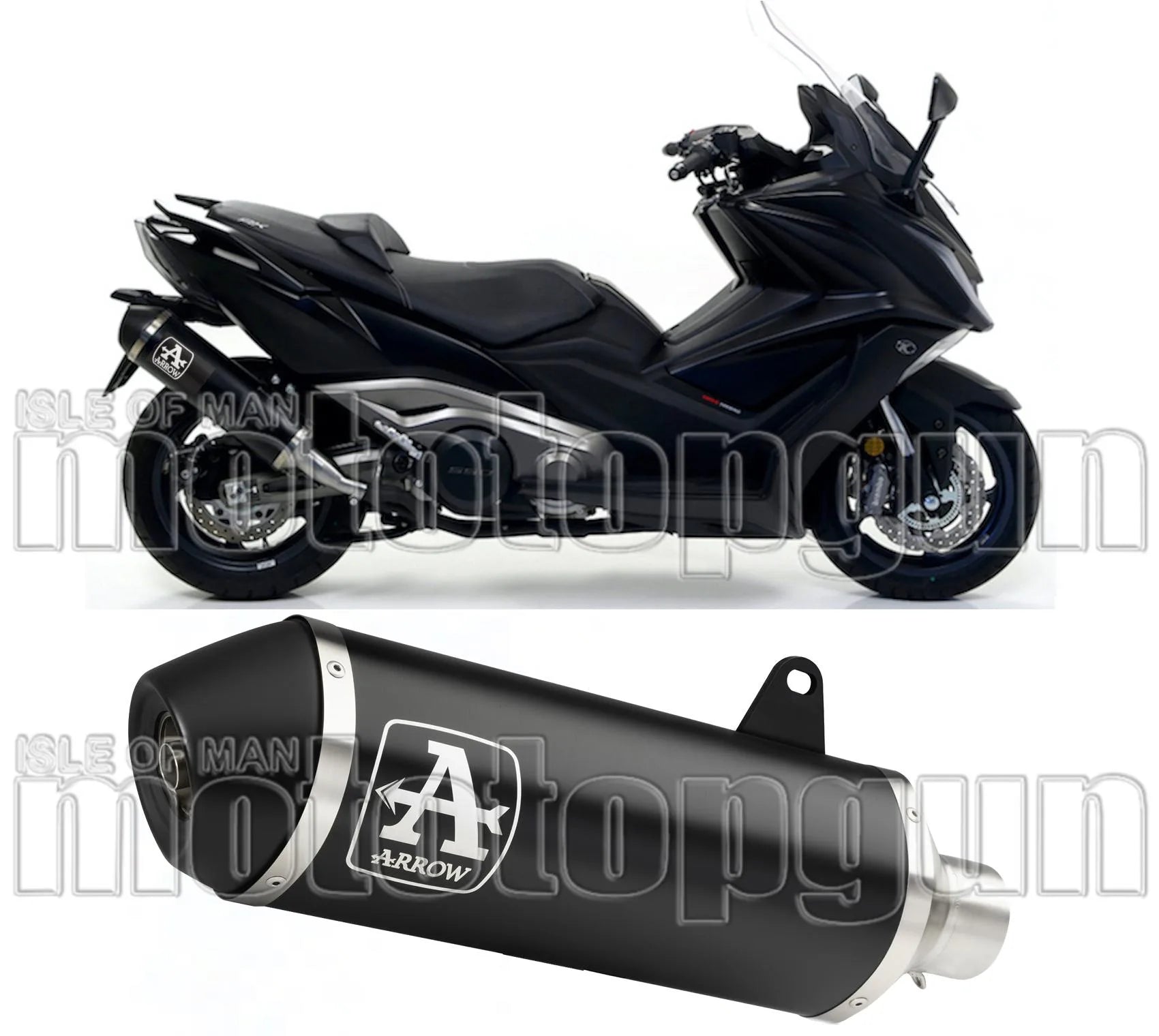 Katalysiertes Auspuffendstück Mit Geräuschzulassung Urban Aluminium Schwarz Edelstahl Schwarz - Arrow Special Parts Kompatibel Mit Kymco Ak 550 (2017-2020)
