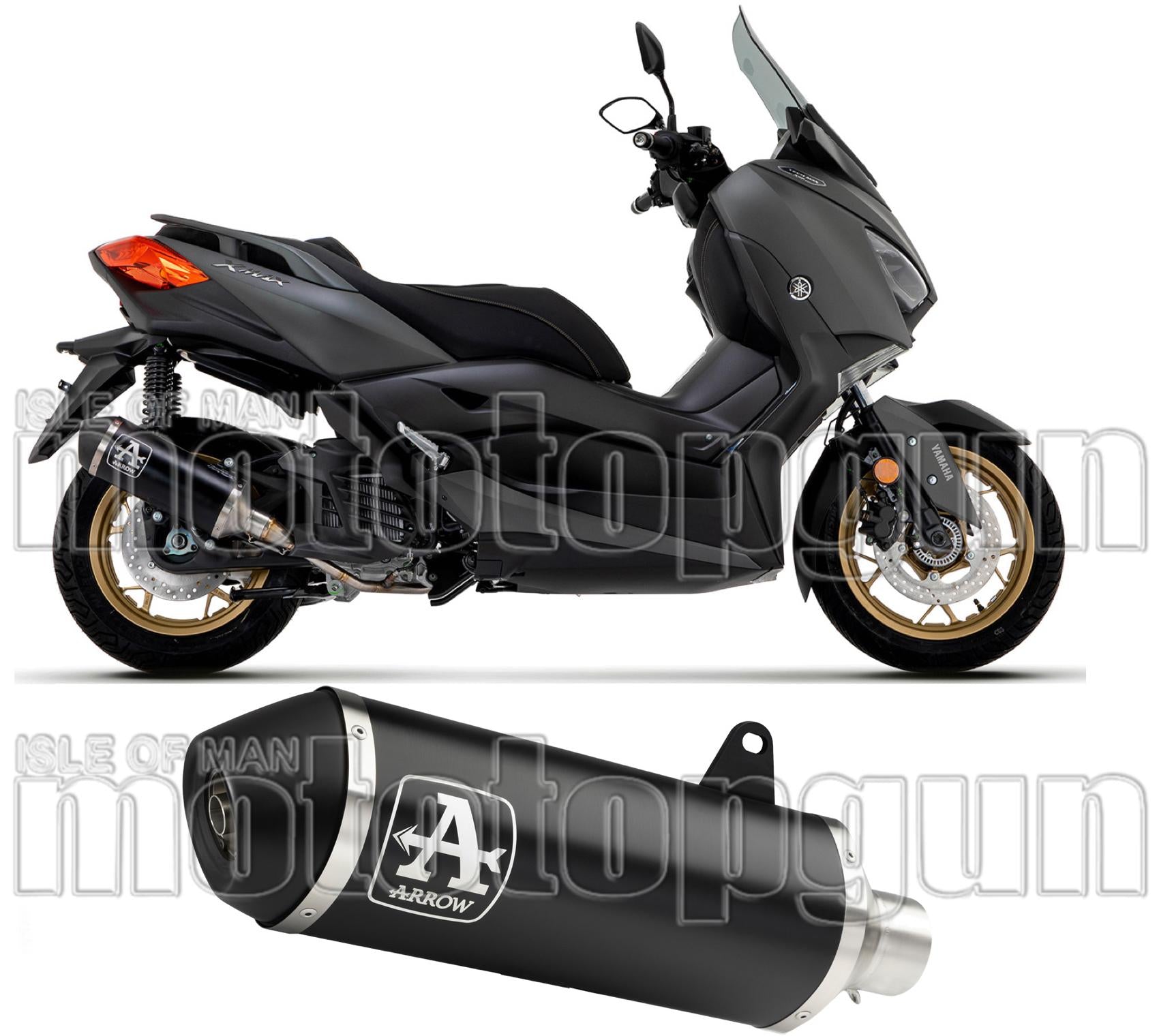 Catalytic Exhaust Tip With Sound Certification Urban Black Aluminium Stainless Steel Black - Arrow Special Parts Compatible With Yamaha X-Max 250 (2009-2016)