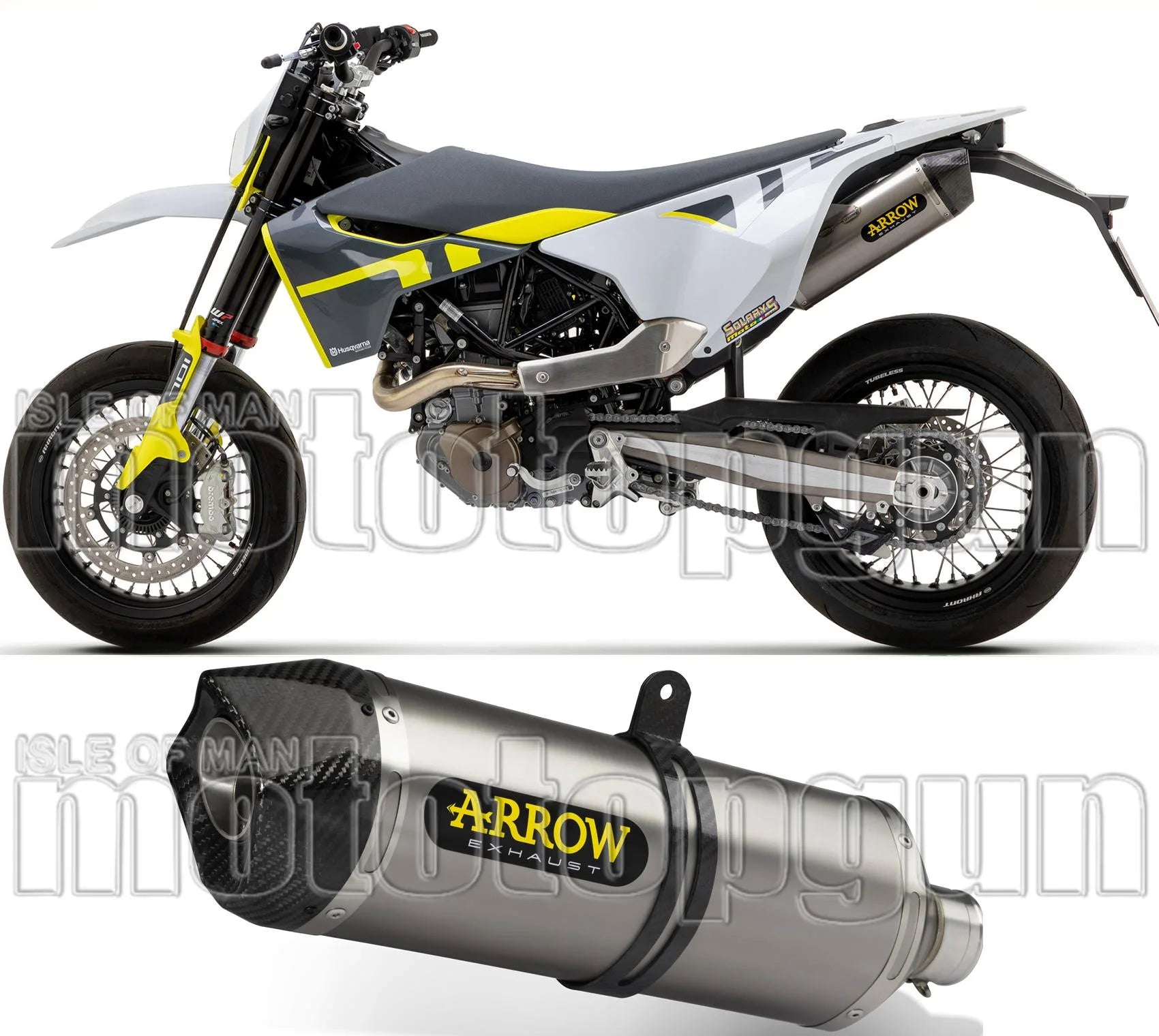 Auspuffendstück Ohne Katalysator Und Mit Geräuschzulassung Race-Tech Aluminium Carbon - Arrow Special Parts Kompatibel Mit Husqvarna 701 Supermoto (2021-2024)