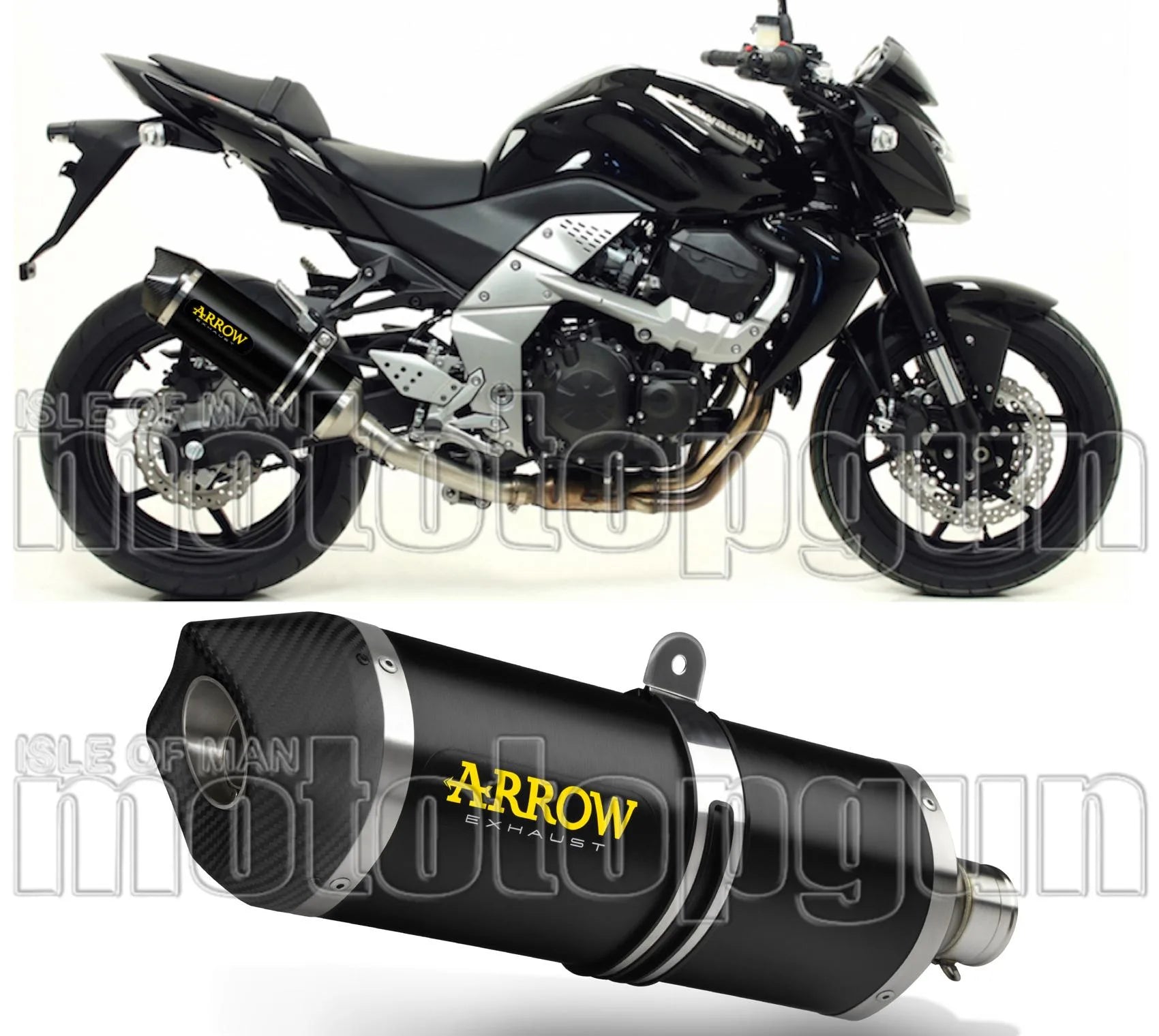 Auspuffendstück Mit Geräuschzulassung Race-Tech Aluminium Schwarz Carbon - Arrow Special Parts Kompatibel Mit Kawasaki Z 750 (2007-2014)