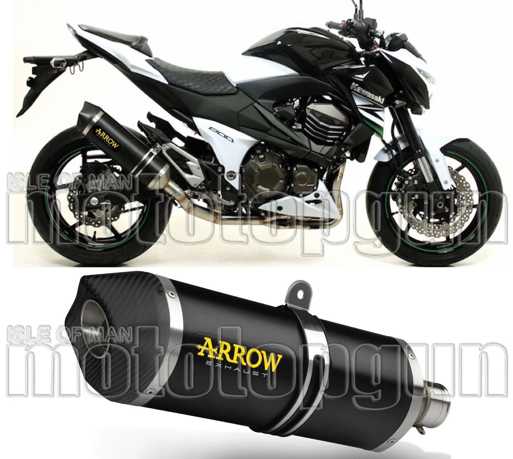 Auspuffendstück Mit Geräuschzulassung Race-Tech Aluminium Schwarz Carbon - Arrow Special Parts Kompatibel Mit Kawasaki Z 800 E (2013-2016)