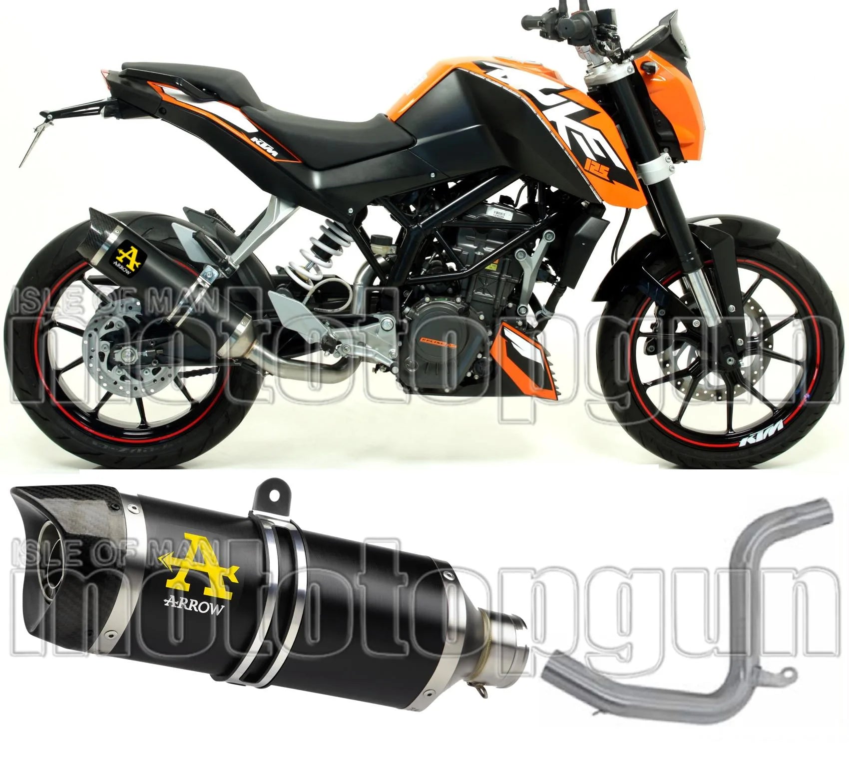 Auspuffendstück Ohne Katalysator Und Mit Geräuschzulassung Thunder Aluminium Schwarz Carbon - Arrow Special Parts Kompatibel Mit Ktm 200 Duke (2011-2014)