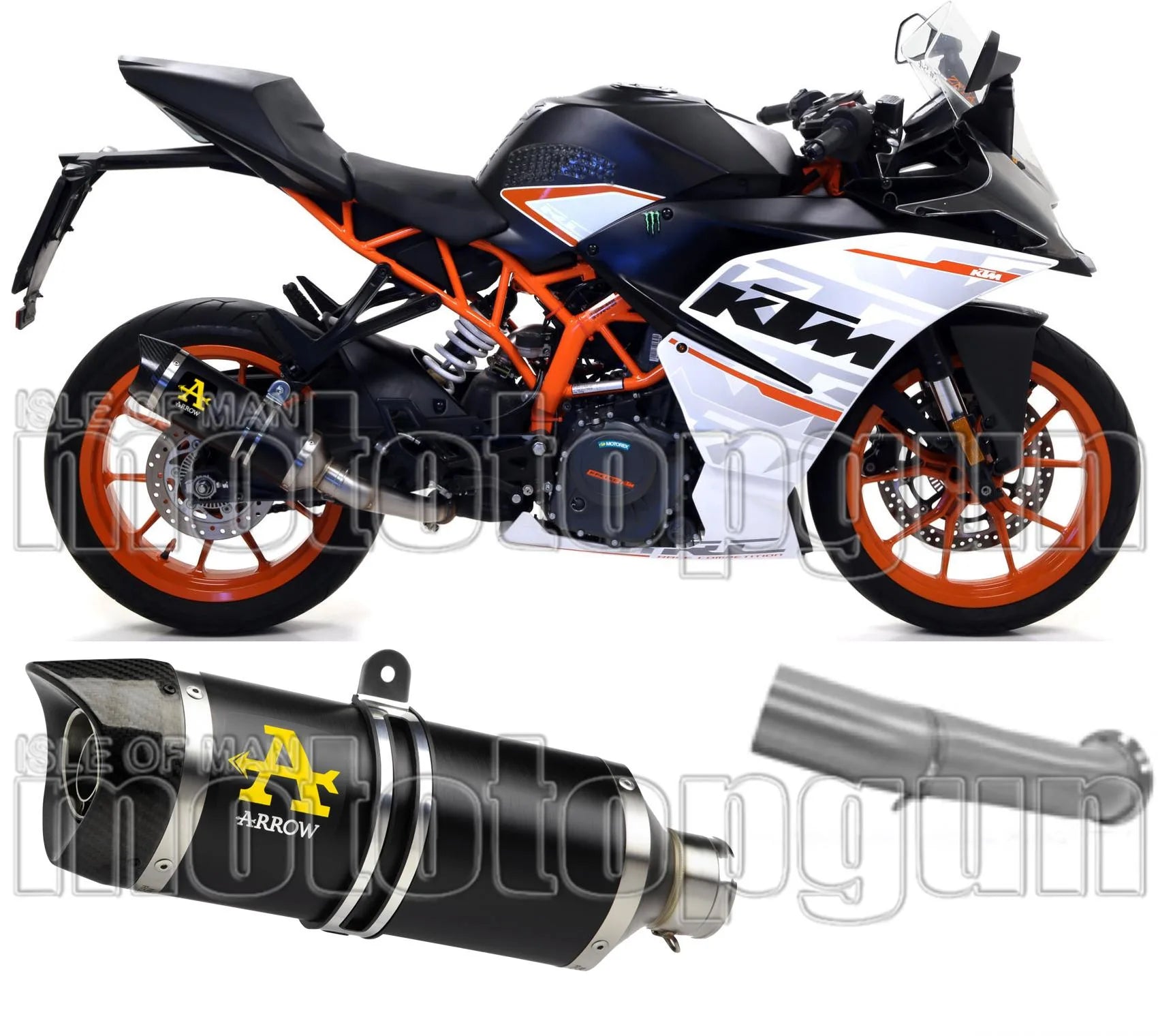 Auspuffendstück Ohne Katalysator Und Mit Geräuschzulassung Thunder Aluminium Schwarz Carbon - Arrow Special Parts Kompatibel Mit Ktm Rc 125 (2017-2020)
