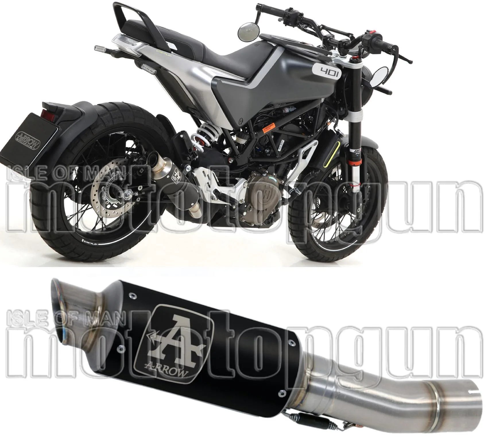 Auspuffendstück Mit Geräuschzulassung Gp2 Gp-2 Nichrom Schwarz Edelstahl - Arrow Special Parts Kompatibel Mit Husqvarna Svartpilen 401 (2020-2023)