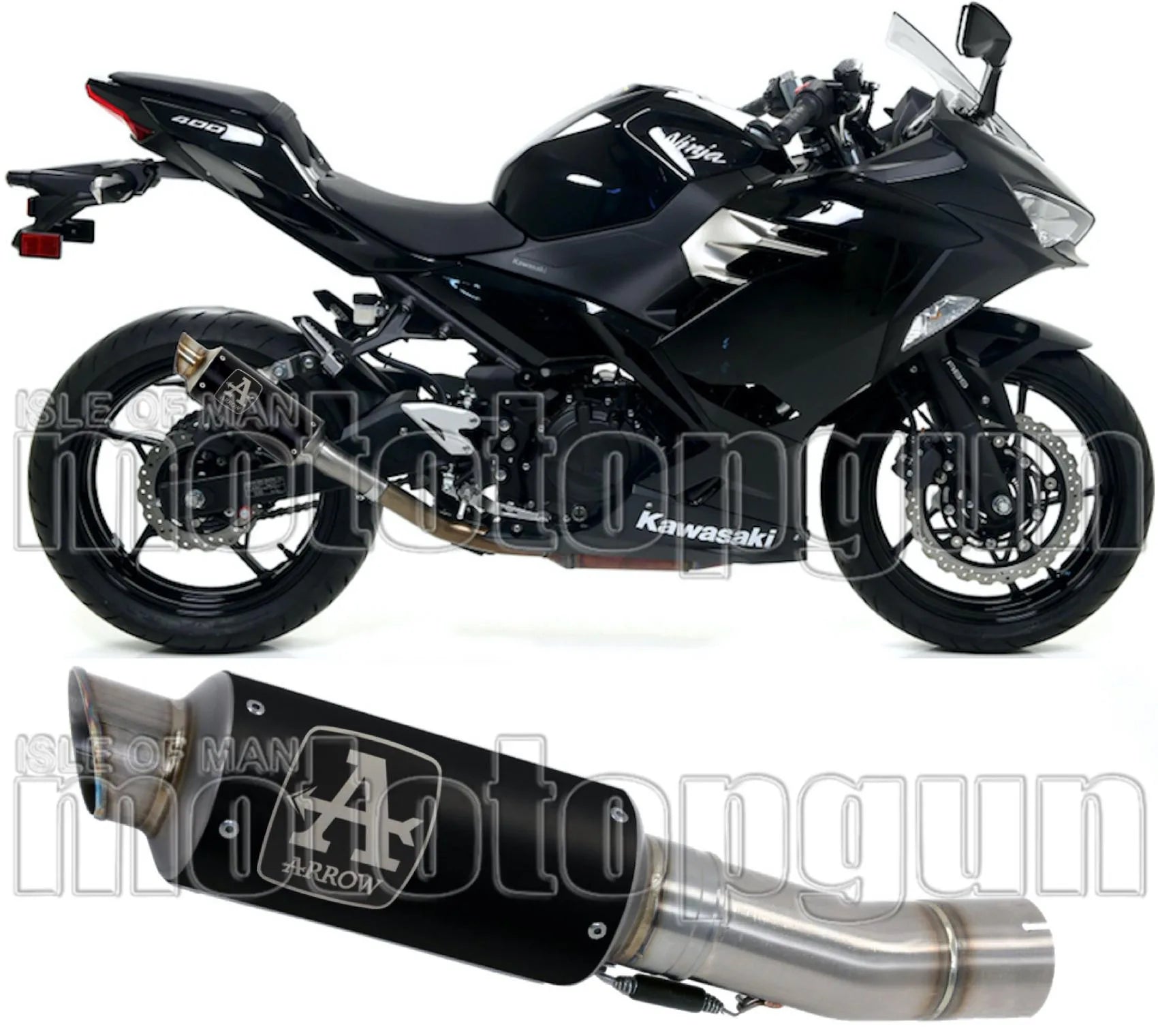 Auspuffendstück Mit Geräuschzulassung Gp2 Gp-2 Nichrom Schwarz Edelstahl - Arrow Special Parts Kompatibel Mit Kawasaki Ninja 400 (2018-2021)