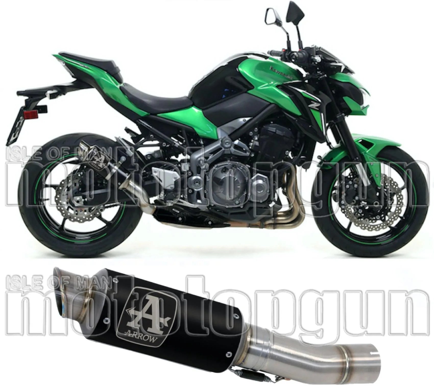 Auspuffendstück Mit Geräuschzulassung Gp2 Gp-2 Nichrom Schwarz Edelstahl - Arrow Special Parts Kompatibel Mit Kawasaki Z 900 (2017-2019)