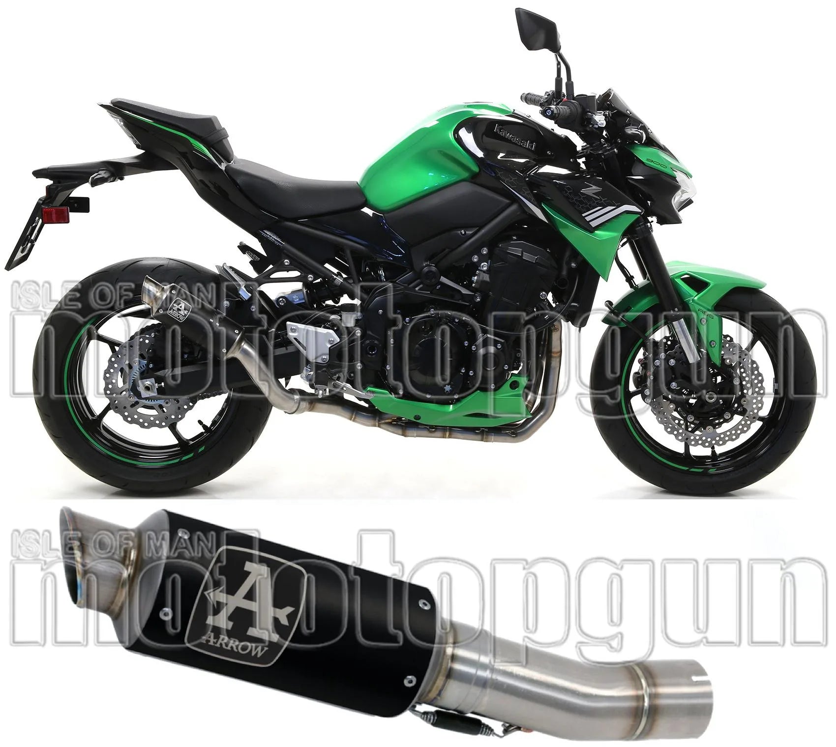 Auspuffendstück Mit Geräuschzulassung Gp2 Gp-2 Nichrom Schwarz Edelstahl - Arrow Special Parts Kompatibel Mit Kawasaki Z 900 (2020-2024)