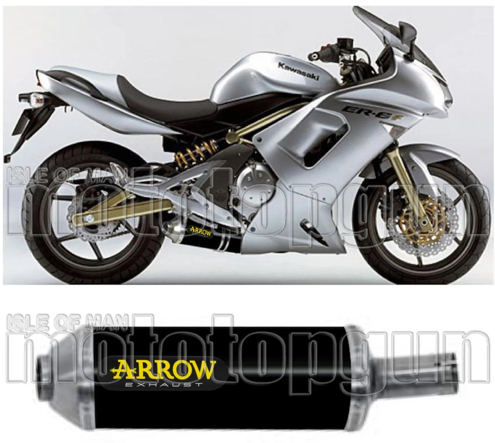 Auspuffendstück Mit Geräuschzulassung Maxi Race-Tech Aluminium Schwarz Edelstahl - Arrow Special Parts Kompatibel Mit Kawasaki Er-6 F (2005-2011)