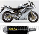 Auspuffendstück Mit Geräuschzulassung Maxi Race-Tech Aluminium Schwarz Edelstahl - Arrow Special Parts Kompatibel Mit Kawasaki Er-6 N (2005-2011)