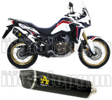 Auspuffendstück Mit Geräuschzulassung Maxi Race-Tech Aluminium Schwarz Carbon - Arrow Special Parts Kompatibel Mit Honda Crf 1000 L Africa Twin Adventure Sports (2018-2019)