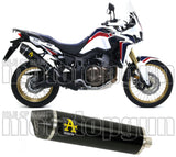 Exhaust Tip With Noise Certification Maxi Race-Tech Black Aluminium Carbon - Arrow Special Parts Compatible With Honda Crf 1000 L Africa Twin (2016-2019)