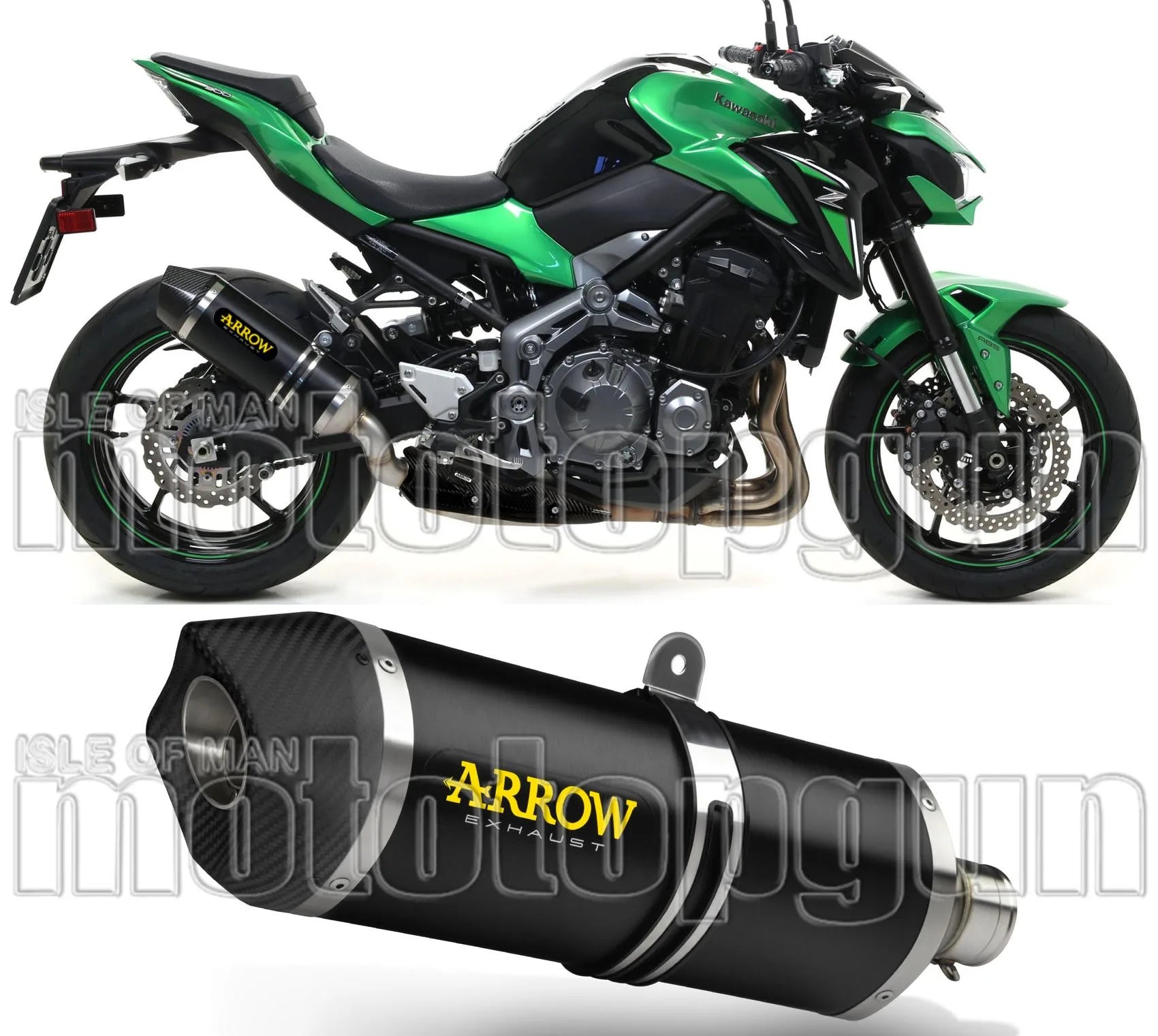 Auspuffendstück Mit Geräuschzulassung Race-Tech Aluminium Schwarz Carbon - Arrow Special Parts Kompatibel Mit Kawasaki Z 900 (2017-2019)