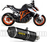 Exhaust Tip With Noise Certification Race-Tech Black Aluminium Carbon - Arrow Special Parts Compatible With Ktm 1290 Superduke R (2014-2016)
