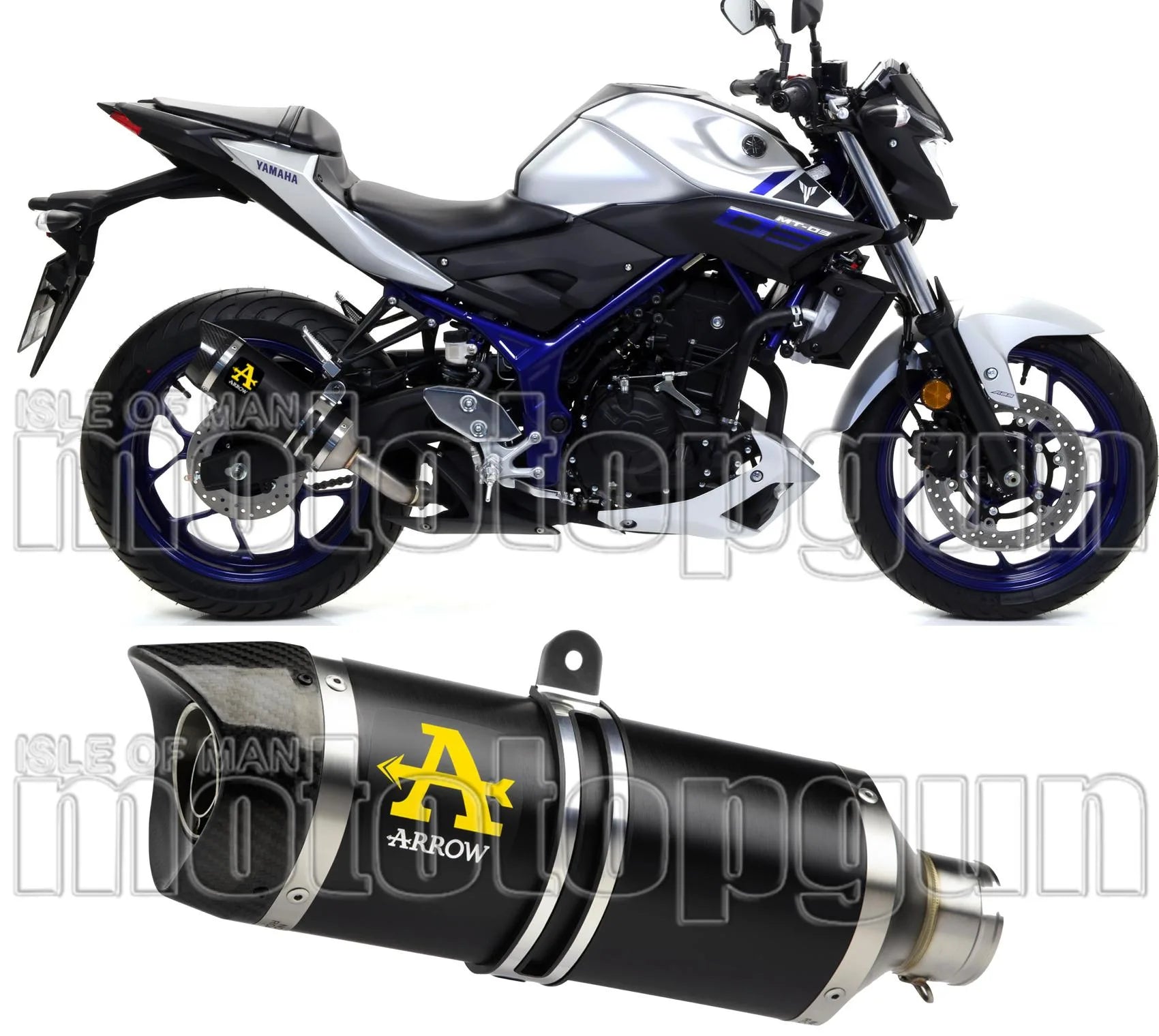 Auspuffendstück Mit Geräuschzulassung Thunder Aluminium Schwarz Carbon - Arrow Special Parts Kompatibel Mit Yamaha Mt-03 (2018-2019)