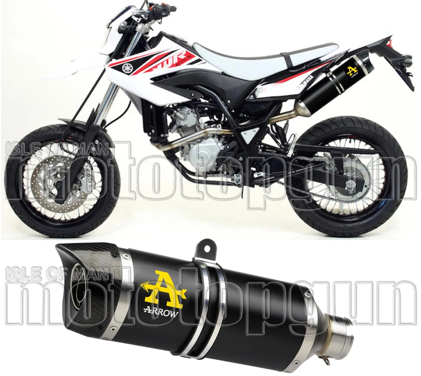 Auspuffendstück Mit Geräuschzulassung Thunder Aluminium Schwarz Carbon - Arrow Special Parts Kompatibel Mit Yamaha Wr 125 R (2009-2016)