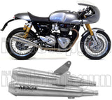 Dual Exhaust System With Sound Certification Pro-Racing Nichrom Stainless Steel - Arrow Special Parts Compatible With Triumph Thruxton 1200 (2016-2020)