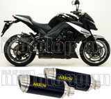 Doppelauspuffanlage Mit Geräuschzulassung Thunder Aluminium Schwarz Edelstahl - Arrow Special Parts Kompatibel Mit Kawasaki Z 1000 (2010-2013)