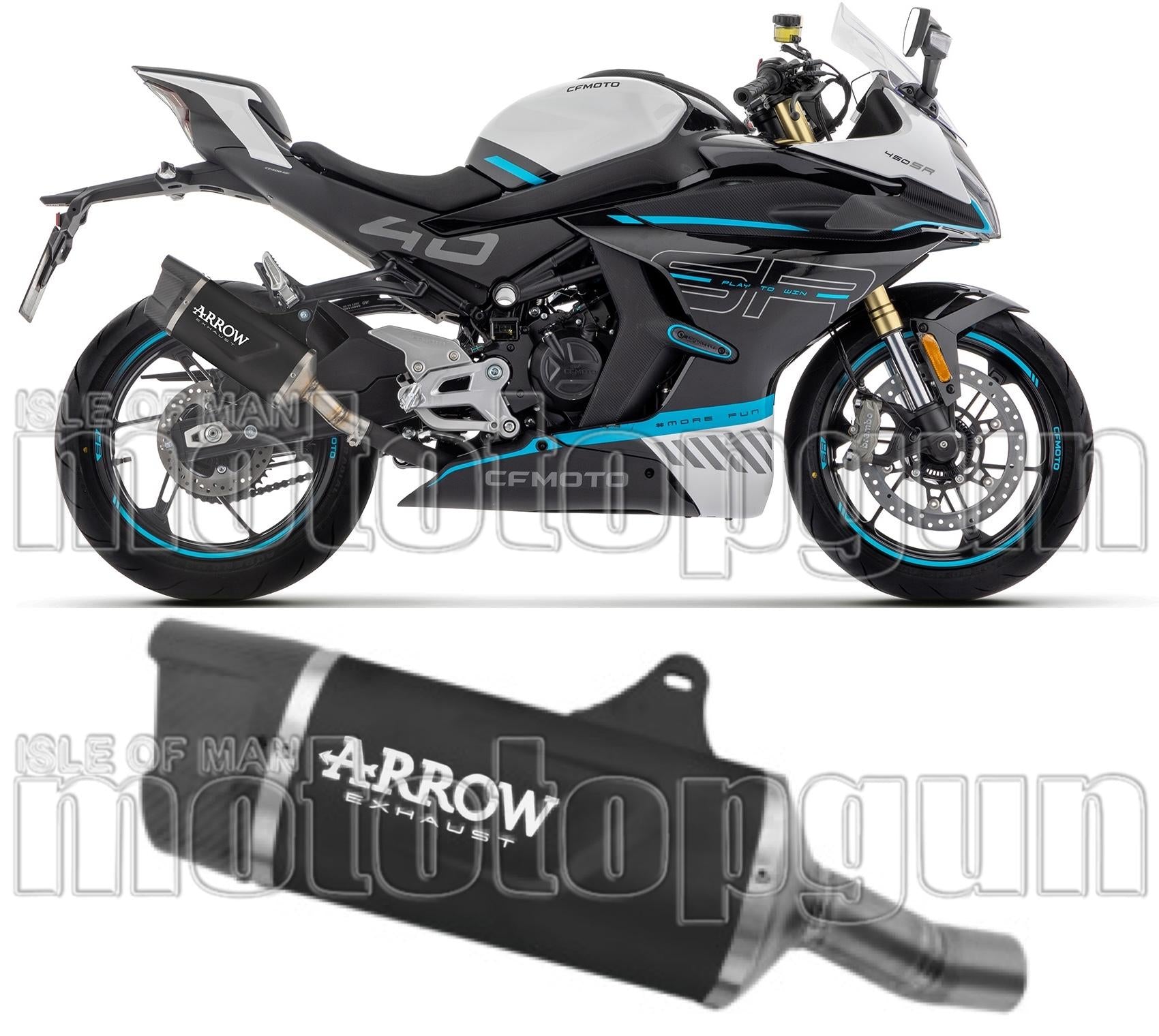Exhaust Tip With Noise Certification Indy-Race Evo Black Aluminium Carbon - Arrow Special Parts Compatible With Cfmoto 450 Nk (2023-2024)