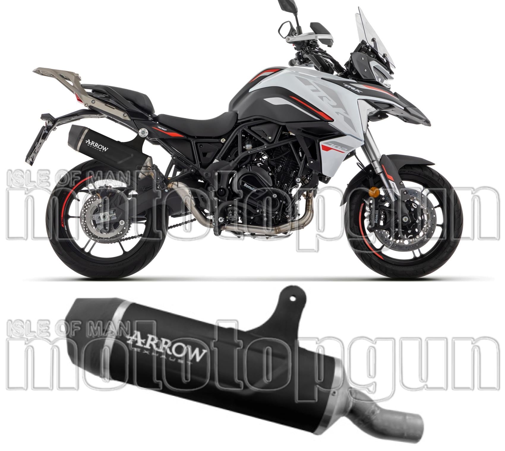 Exhaust Tip With Noise Certification Indy-Race Evo Black Aluminium Carbon - Arrow Special Parts Compatible With Benelli Trk 702 - X (2023-2024)
