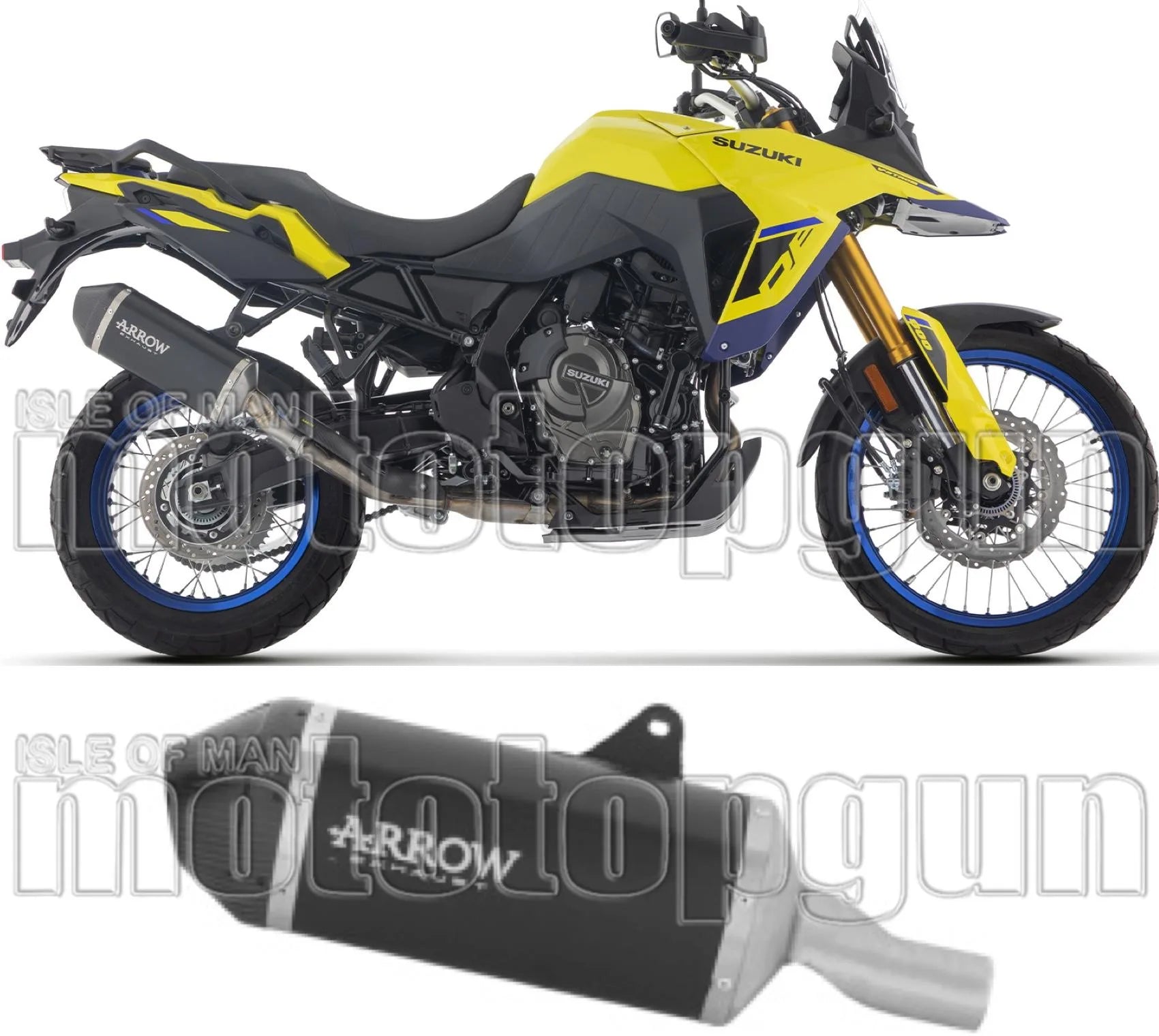 Auspuffendstück Mit Geräuschzulassung Explorer Aluminium Schwarz Endkappe Carby - Arrow Special Parts Kompatibel Mit Suzuki V-Strom 800 De (2025-2026)