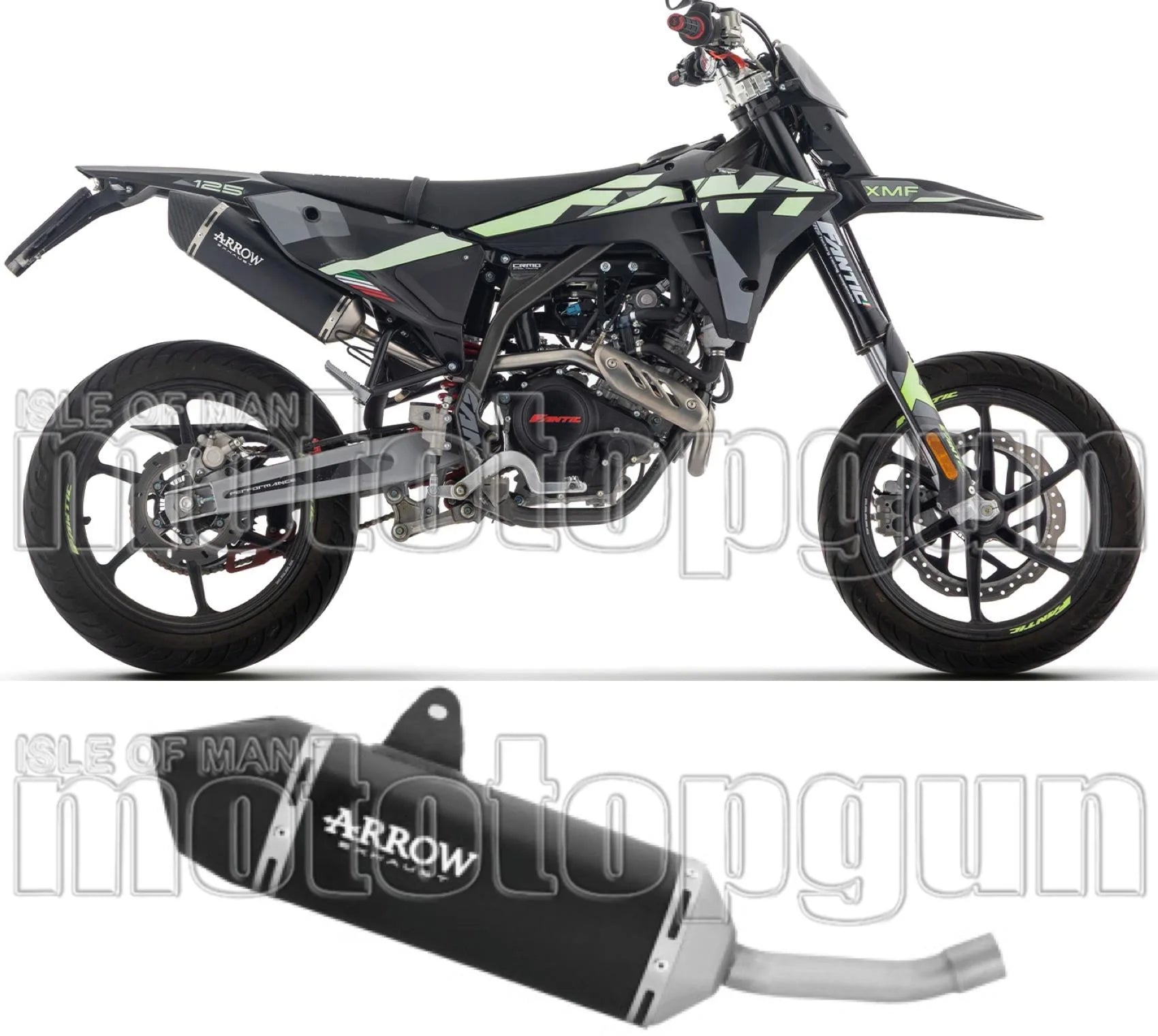 Auspuffendstück Mit Geräuschzulassung Icon Aluminium Schwarz Endkappe Carby - Arrow Special Parts Kompatibel Mit Fantic Motor Xmf 125 (2025-2026)