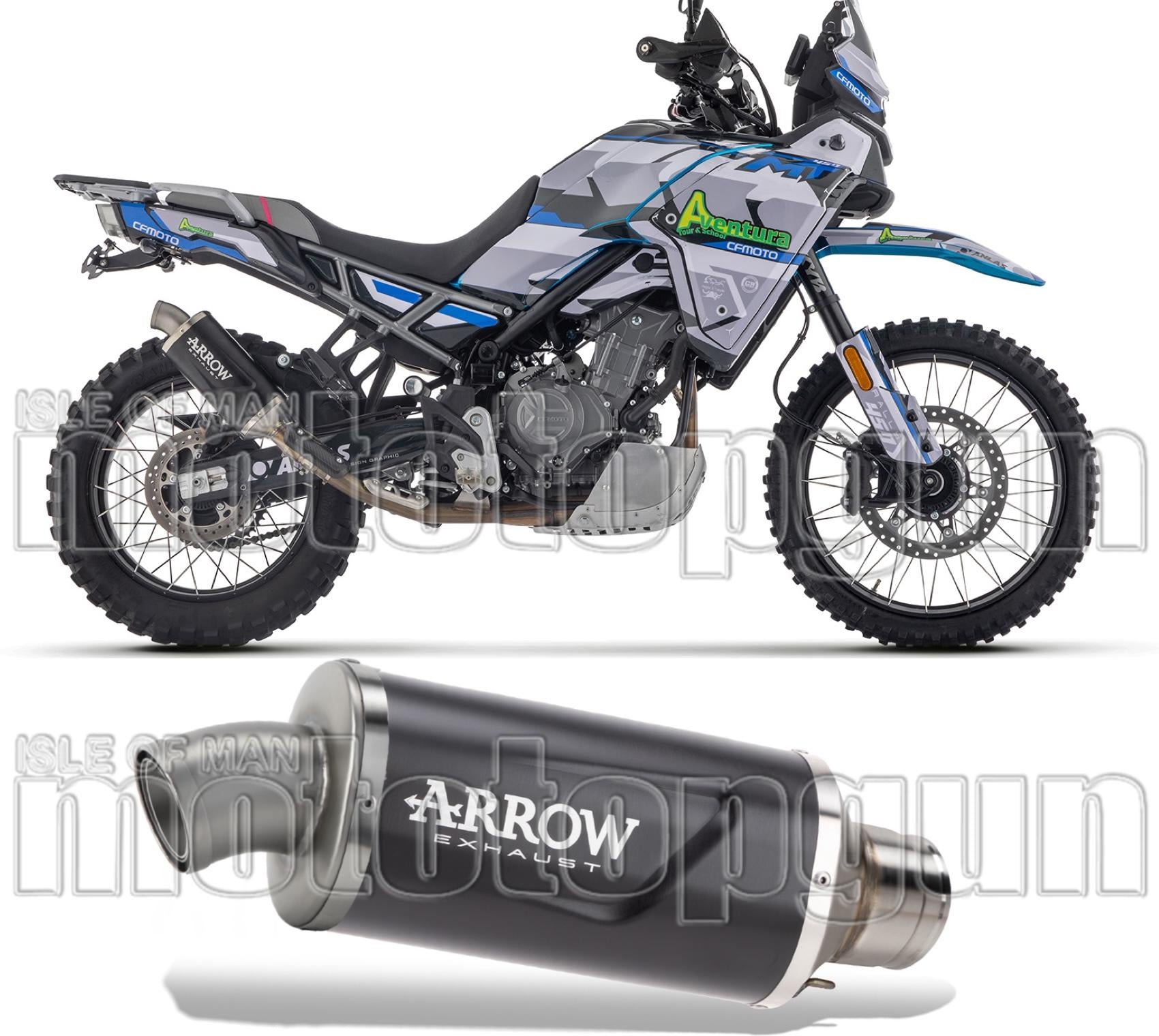 Exhaust Tip With Noise Certification Indy-Race Evo Black Aluminium - Arrow Special Parts Compatible With Cfmoto 450 Mt (2024)