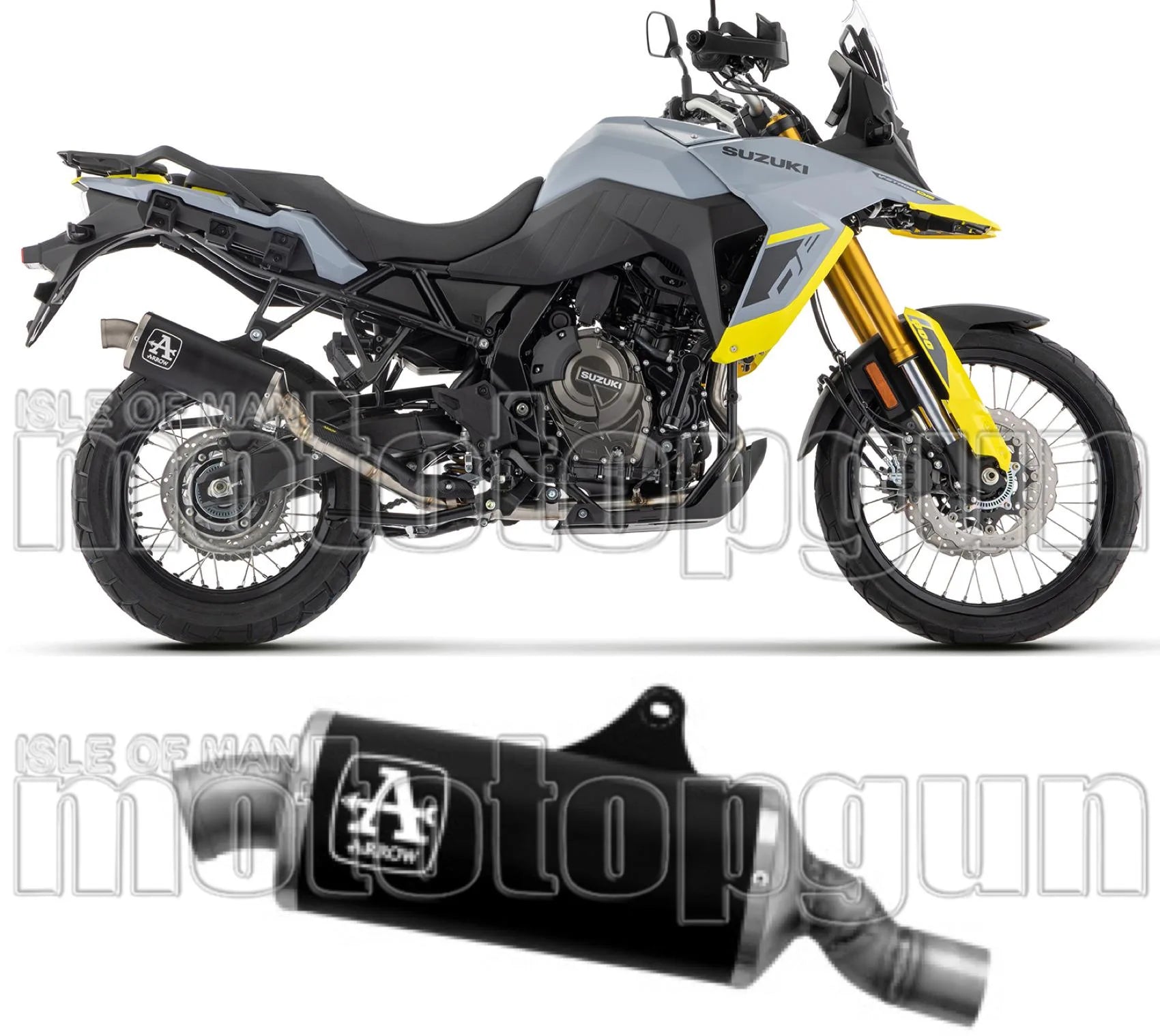 Auspuffendstück Mit Geräuschzulassung Indy-Race Aluminium Schwarz Edelstahl - Arrow Special Parts Kompatibel Mit Suzuki V-Strom 800 De (2023-2024)