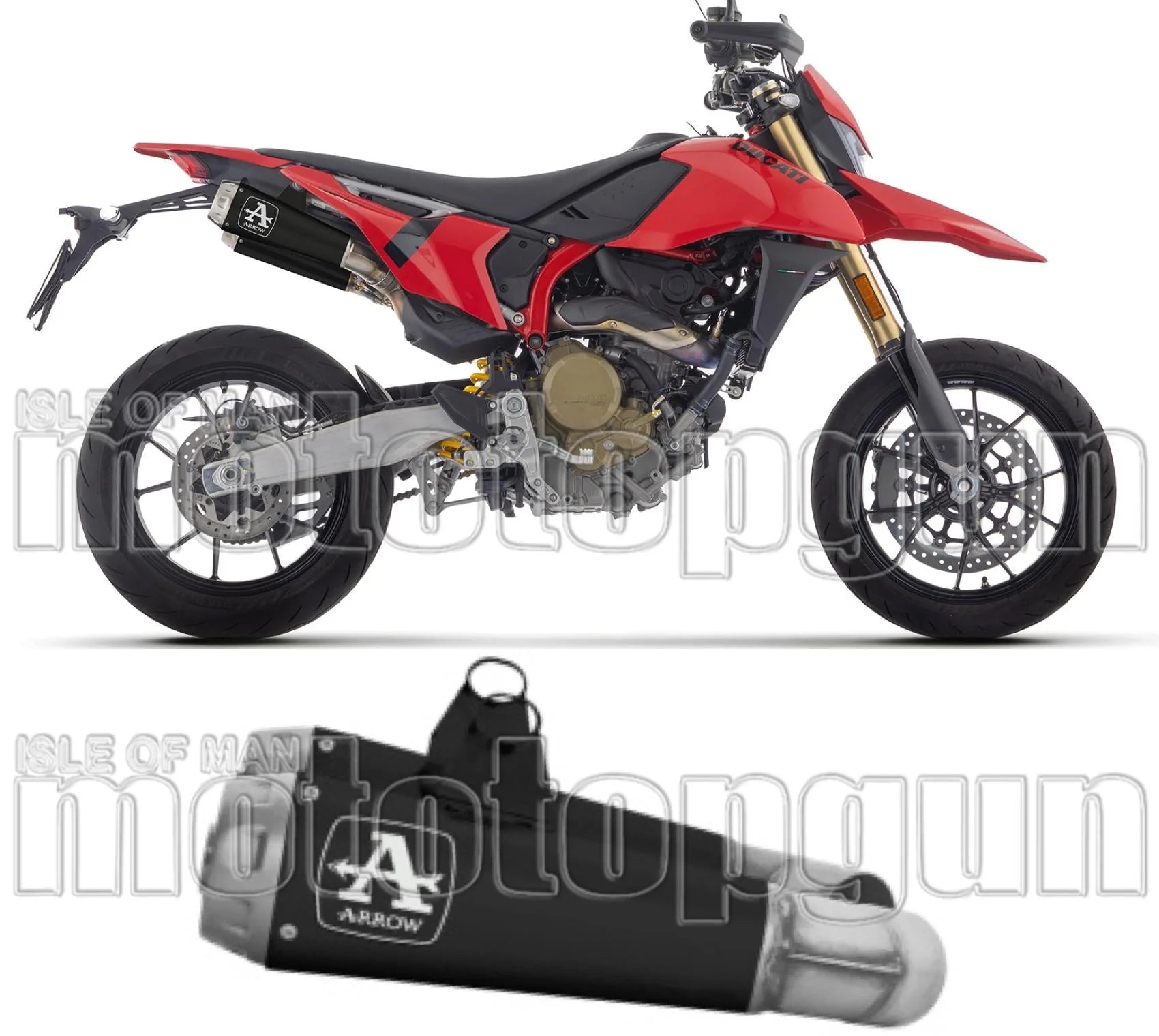 Auspuffendstück Mit Geräuschzulassung Pro-Race Edelstahl Schwarz - Arrow Special Parts Kompatibel Mit Ducati Hypermotard 698 Mono (2024-2025)