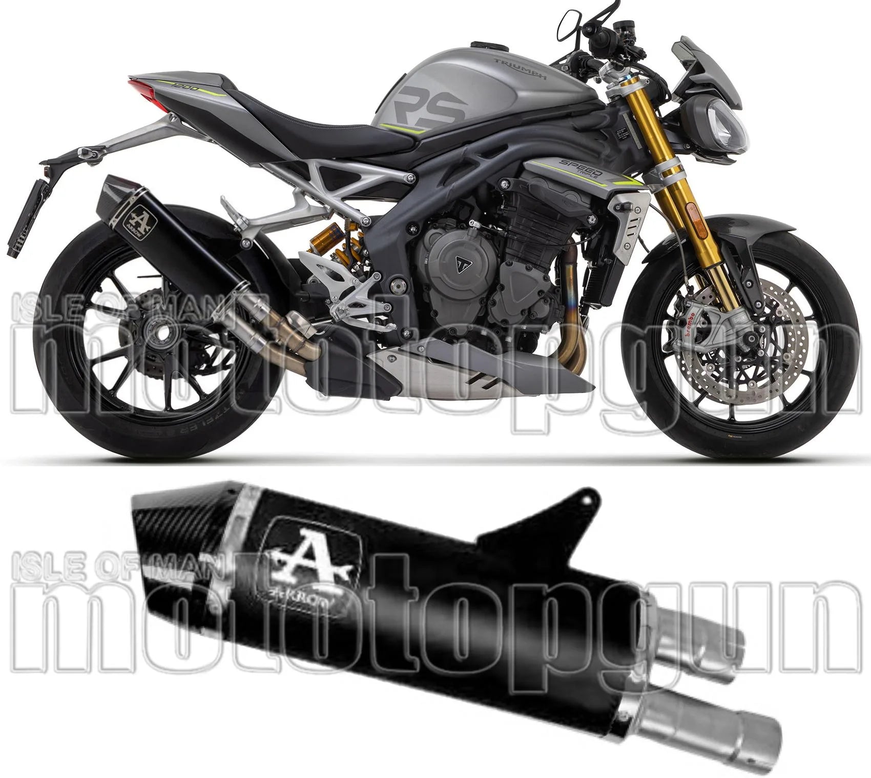 Auspuffendstück Mit Geräuschzulassung Race-Tech Titan Schwarz Carbon - Arrow Special Parts Kompatibel Mit Triumph Speed Triple 1200 Rs (2021-2024)