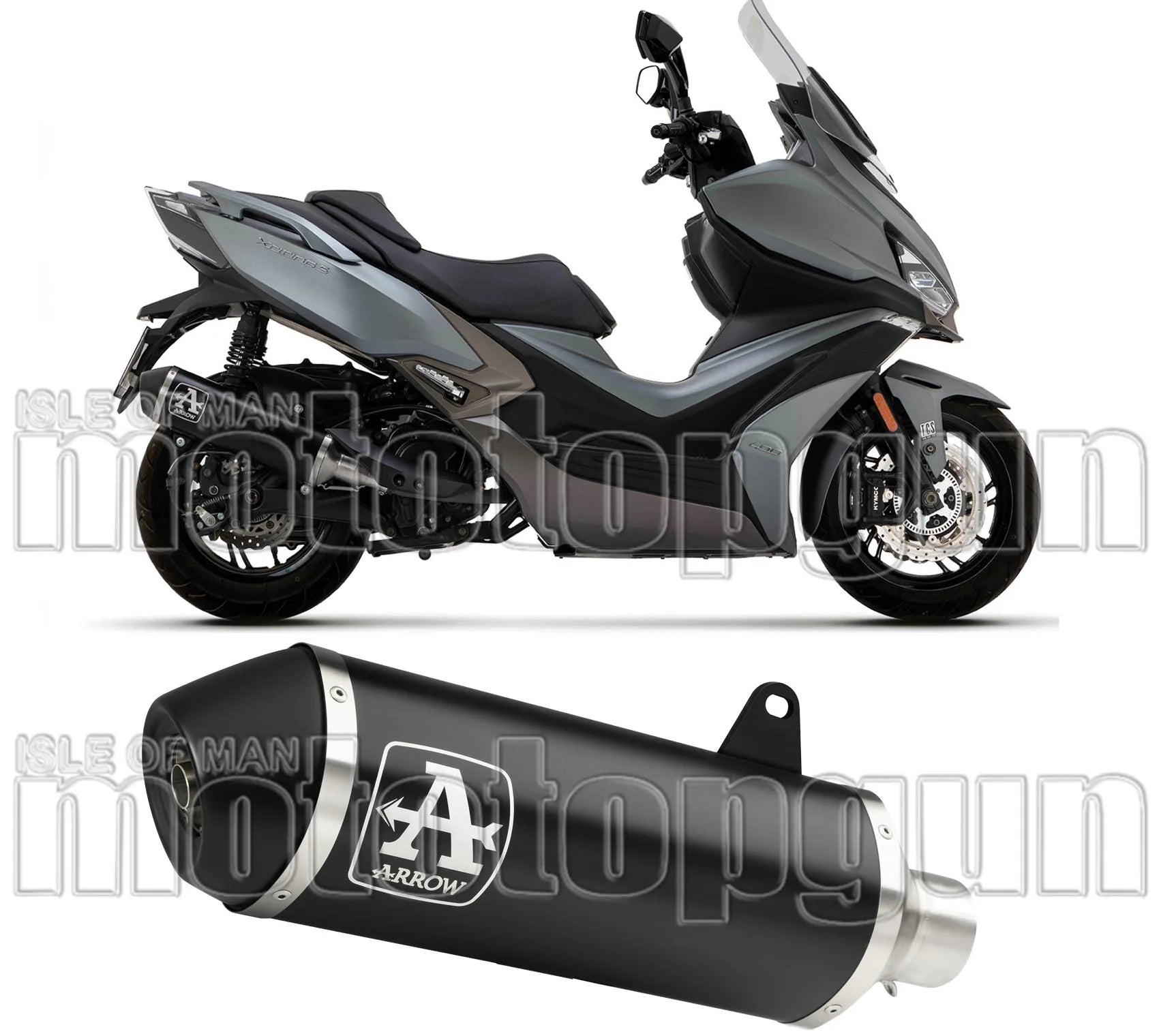 Katalysiertes Auspuffendstück Mit Geräuschzulassung Urban Aluminium Schwarz Aluminium Schwarz - Arrow Special Parts Kompatibel Mit Kymco Xciting 400 I S (2021-2024)
