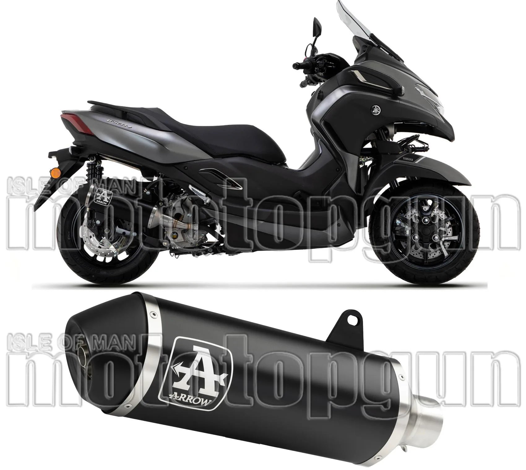 Katalysiertes Auspuffendstück Mit Geräuschzulassung Urban Aluminium Schwarz Edelstahl Schwarz - Arrow Special Parts Kompatibel Mit Yamaha Tricity 300 (2021-2024)
