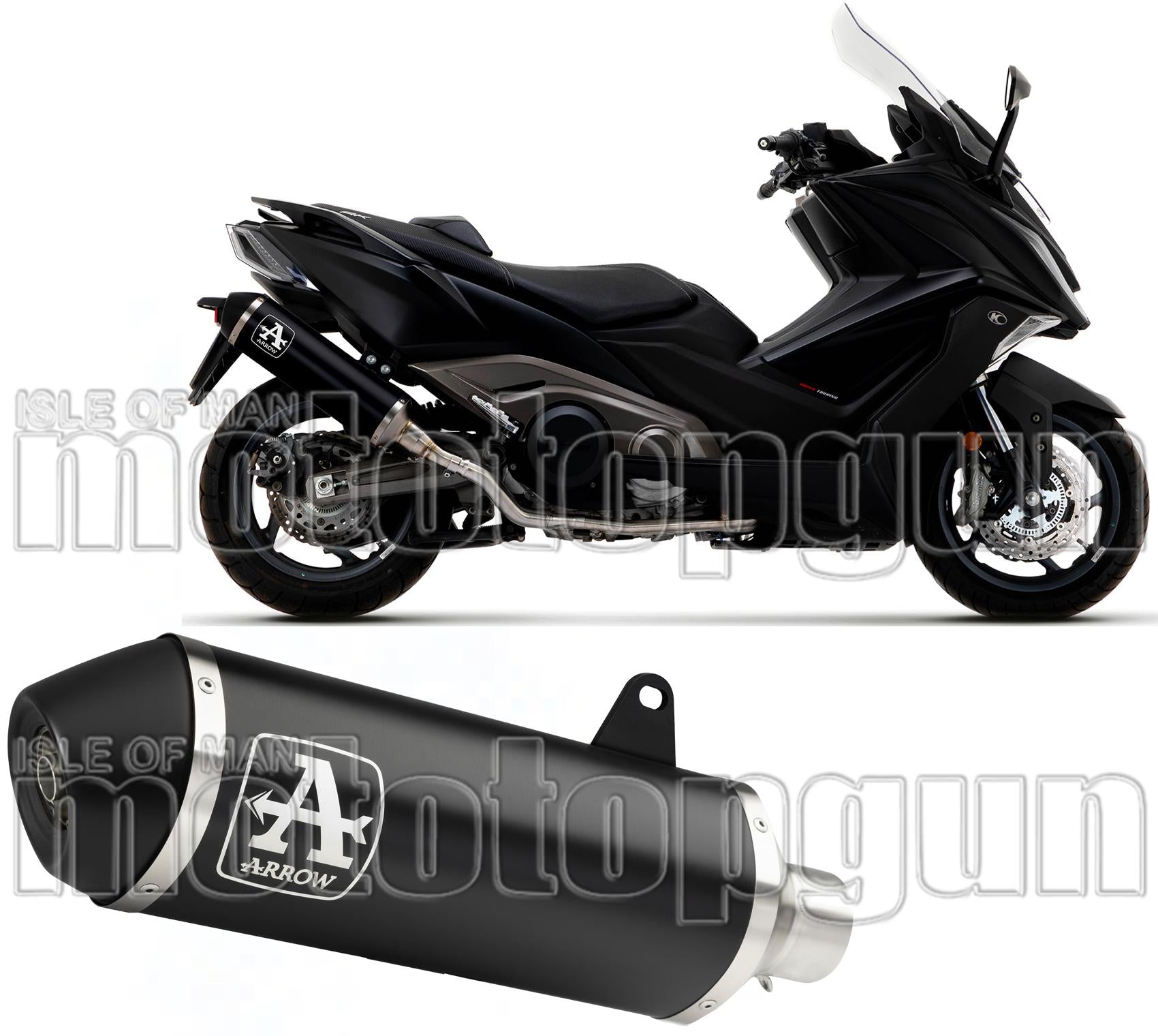 Exhaust Tip With Noise Certification Urban Black Aluminium Carbon - Arrow Special Parts Compatible With Kymco Ak 550 (2021-2026)