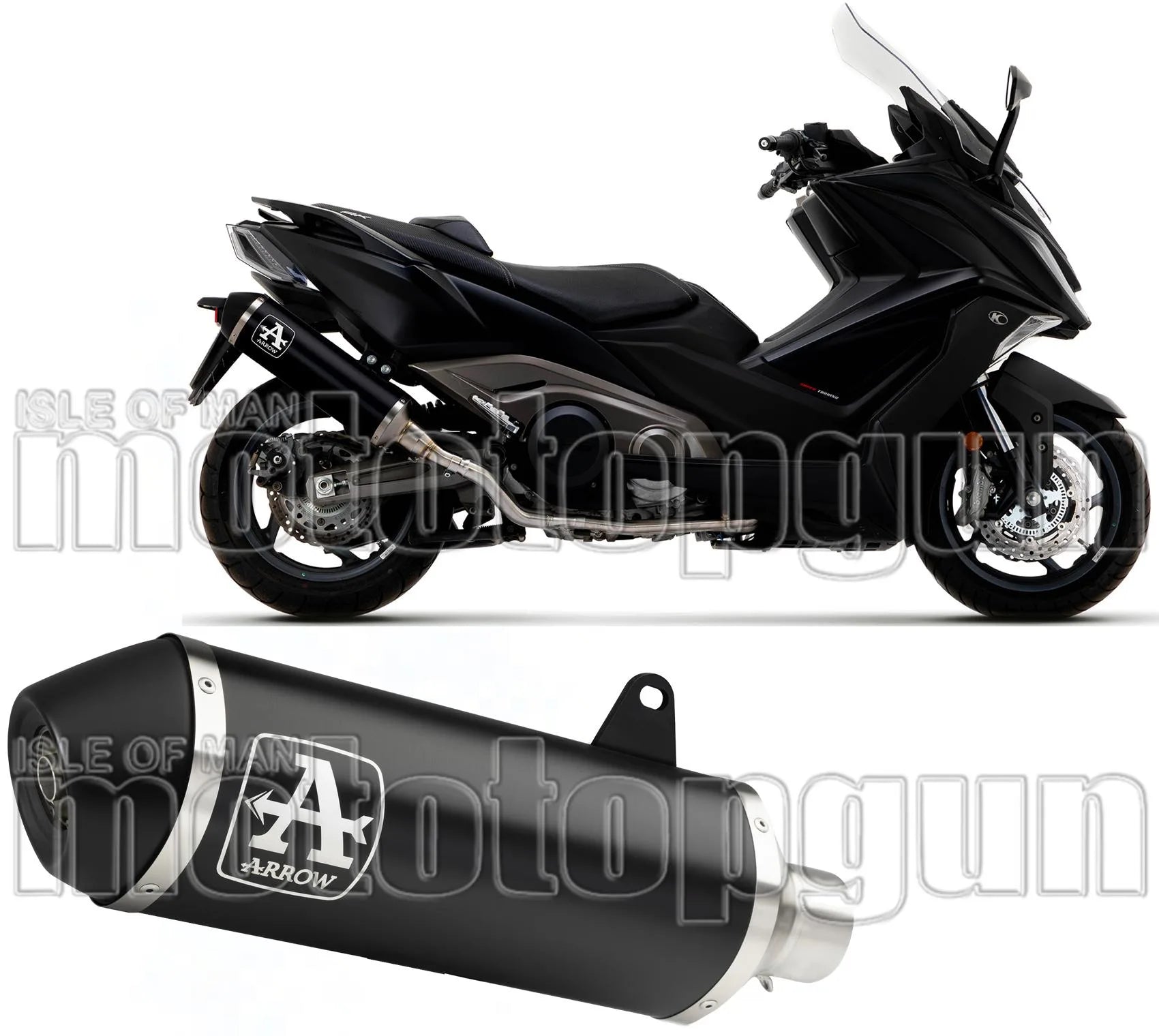 Katalysiertes Auspuffendstück Mit Geräuschzulassung Urban Aluminium Schwarz Edelstahl - Arrow Special Parts Kompatibel Mit Kymco Ak 550 (2021-2026)