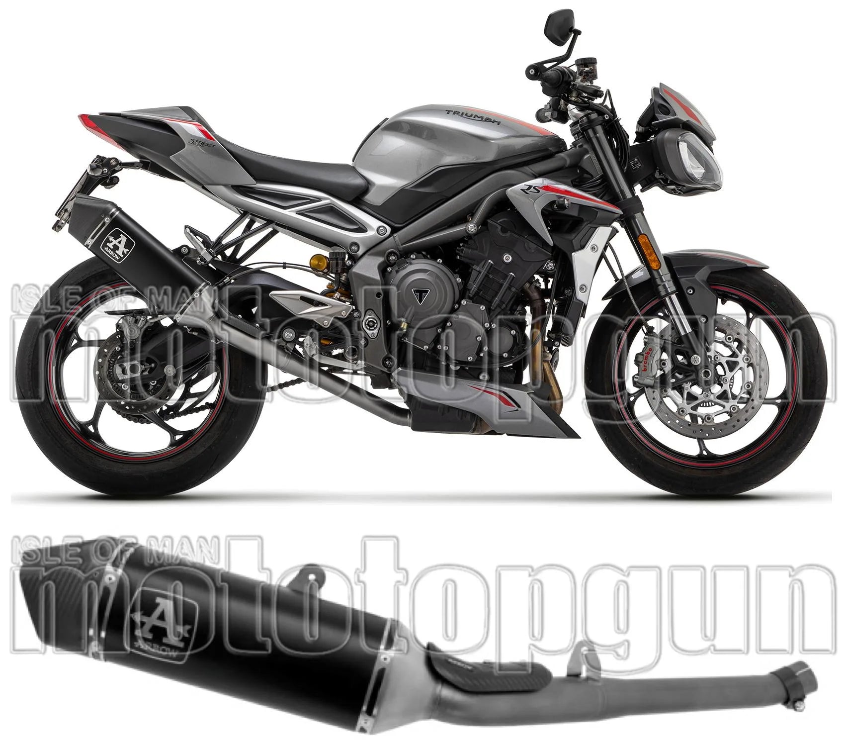 Katalysiertes Auspuffendstück Mit Geräuschzulassung Veloce Aluminium Schwarz Carbon - Arrow Special Parts Kompatibel Mit Triumph Street Triple 765 (2020-2022)